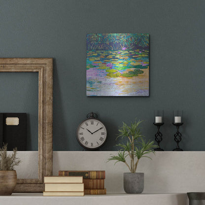 Luxe Metal Art 'Lily Pad Pond' by St. Hilaire Elizabeth, Metal Wall Art,12x12