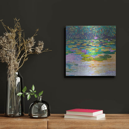 Luxe Metal Art 'Lily Pad Pond' by St. Hilaire Elizabeth, Metal Wall Art,12x12