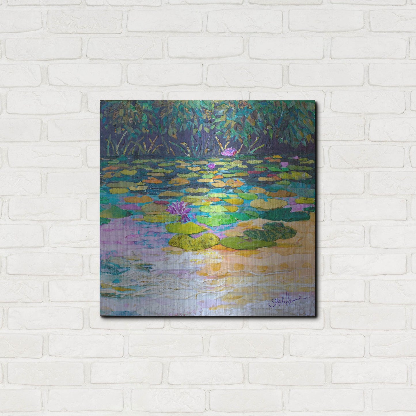 Luxe Metal Art 'Lily Pad Pond' by St. Hilaire Elizabeth, Metal Wall Art,24x24