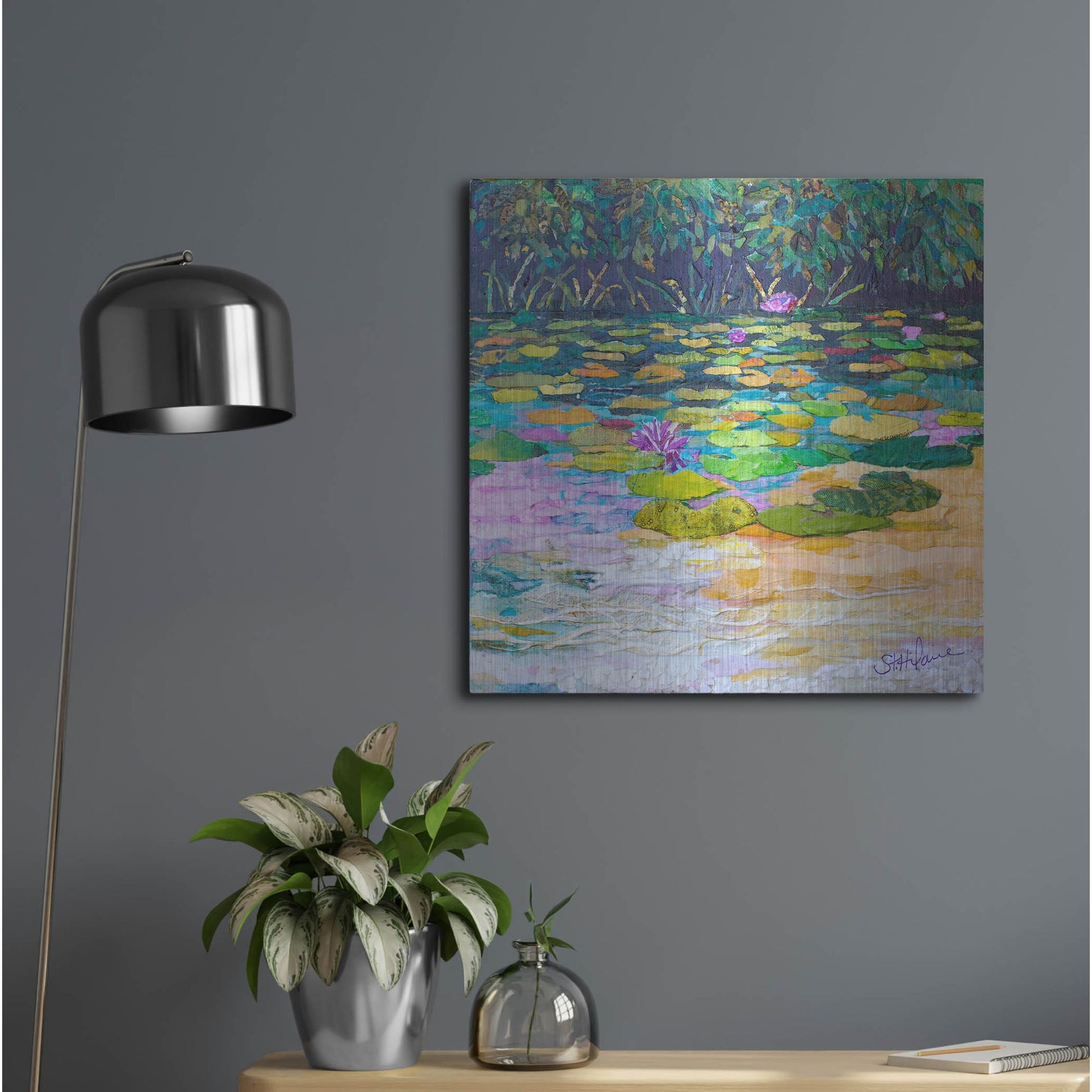 Luxe Metal Art 'Lily Pad Pond' by St. Hilaire Elizabeth, Metal Wall Art,24x24