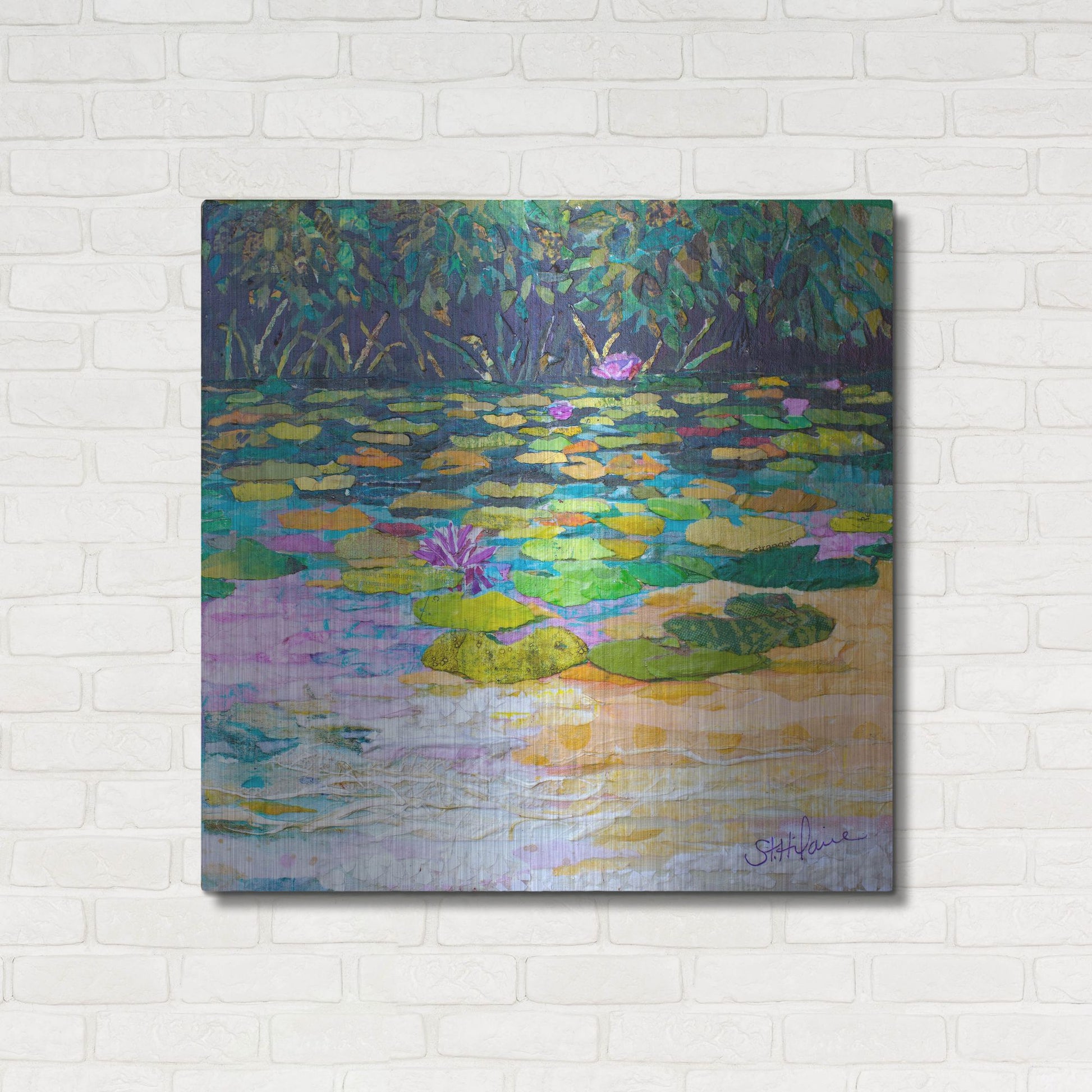 Luxe Metal Art 'Lily Pad Pond' by St. Hilaire Elizabeth, Metal Wall Art,36x36