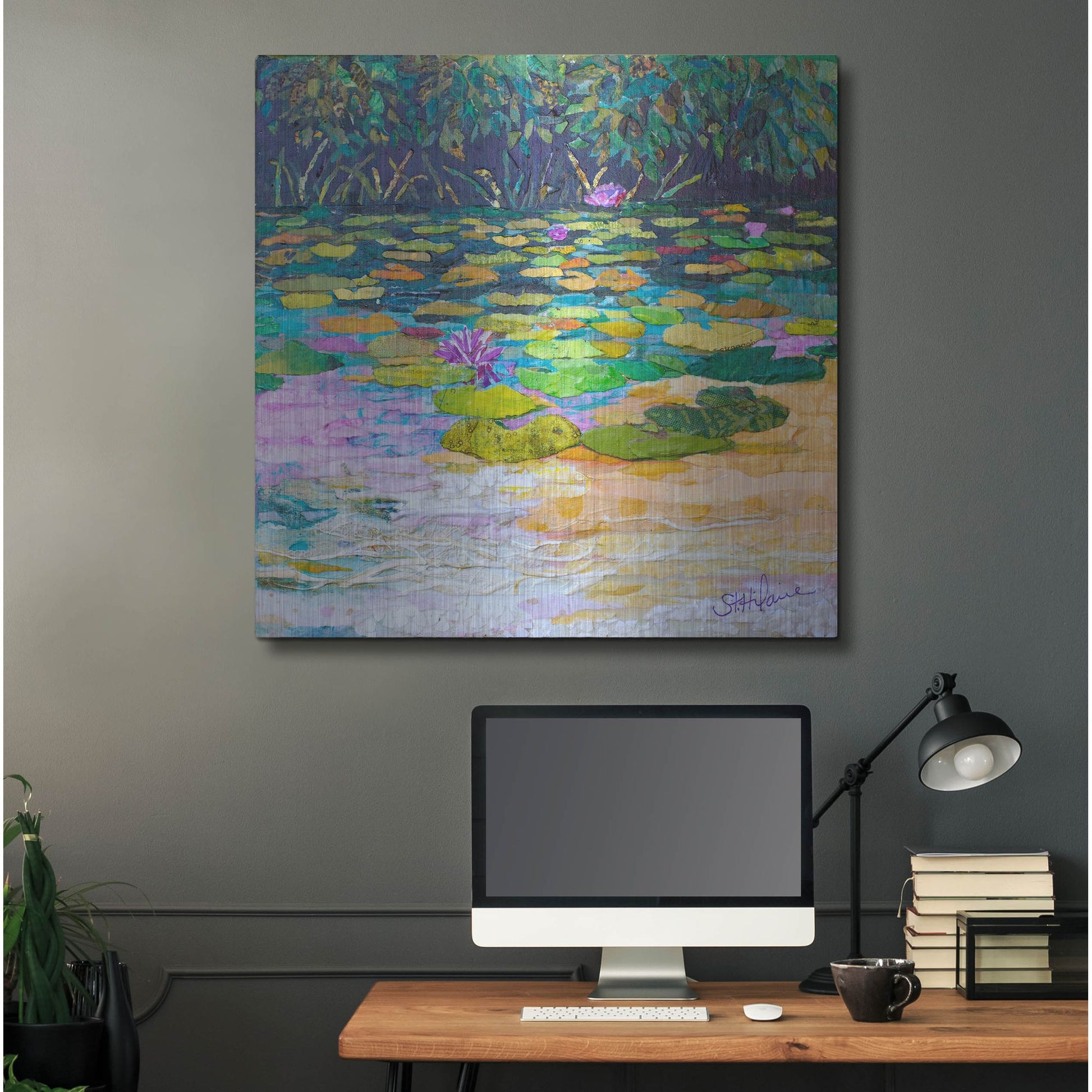 Luxe Metal Art 'Lily Pad Pond' by St. Hilaire Elizabeth, Metal Wall Art,36x36