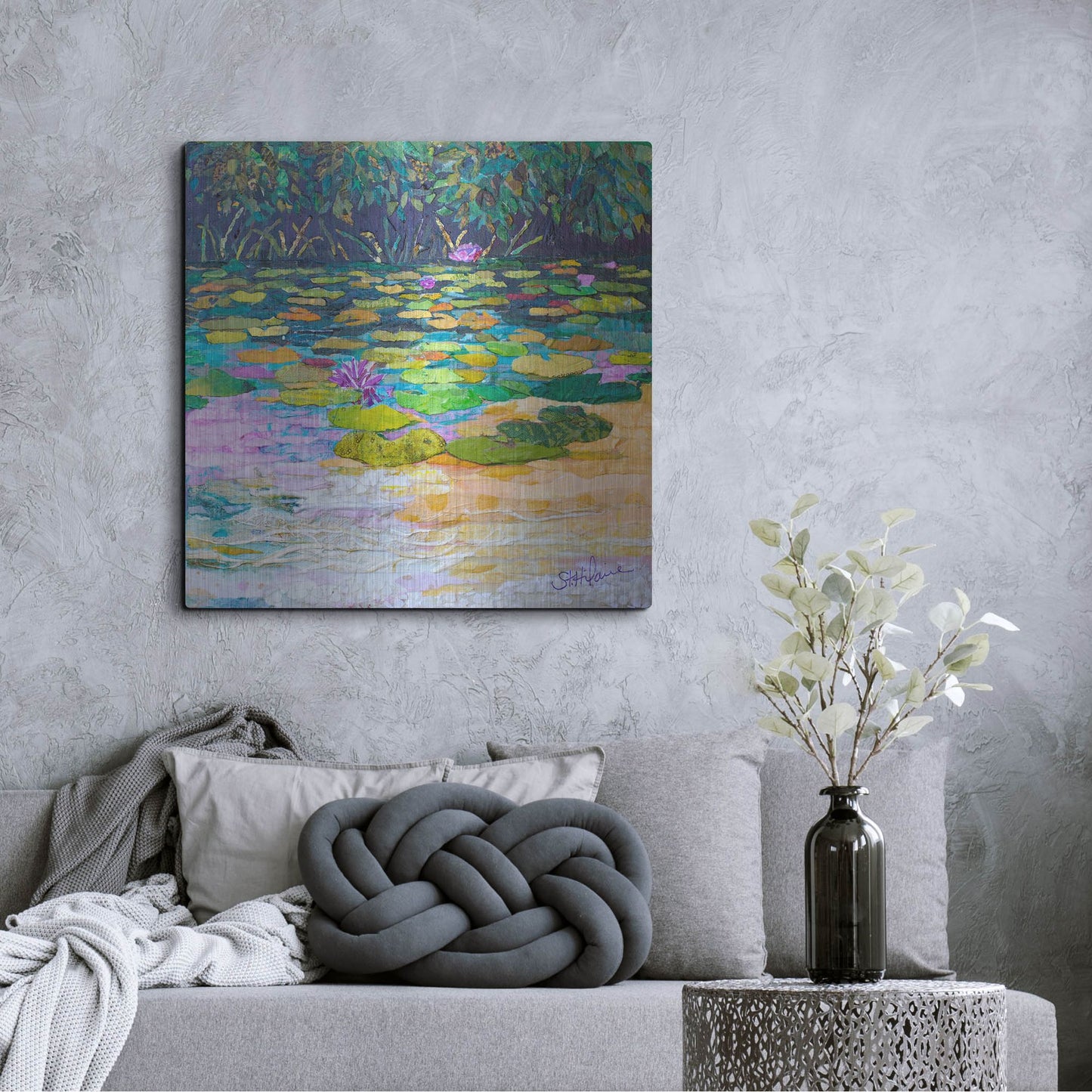 Luxe Metal Art 'Lily Pad Pond' by St. Hilaire Elizabeth, Metal Wall Art,36x36