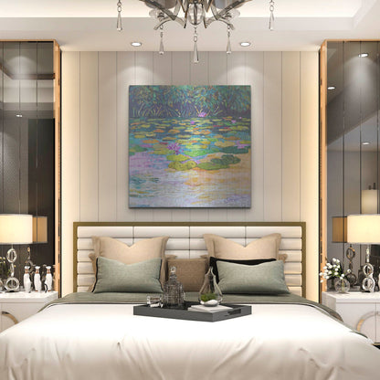 Luxe Metal Art 'Lily Pad Pond' by St. Hilaire Elizabeth, Metal Wall Art,36x36