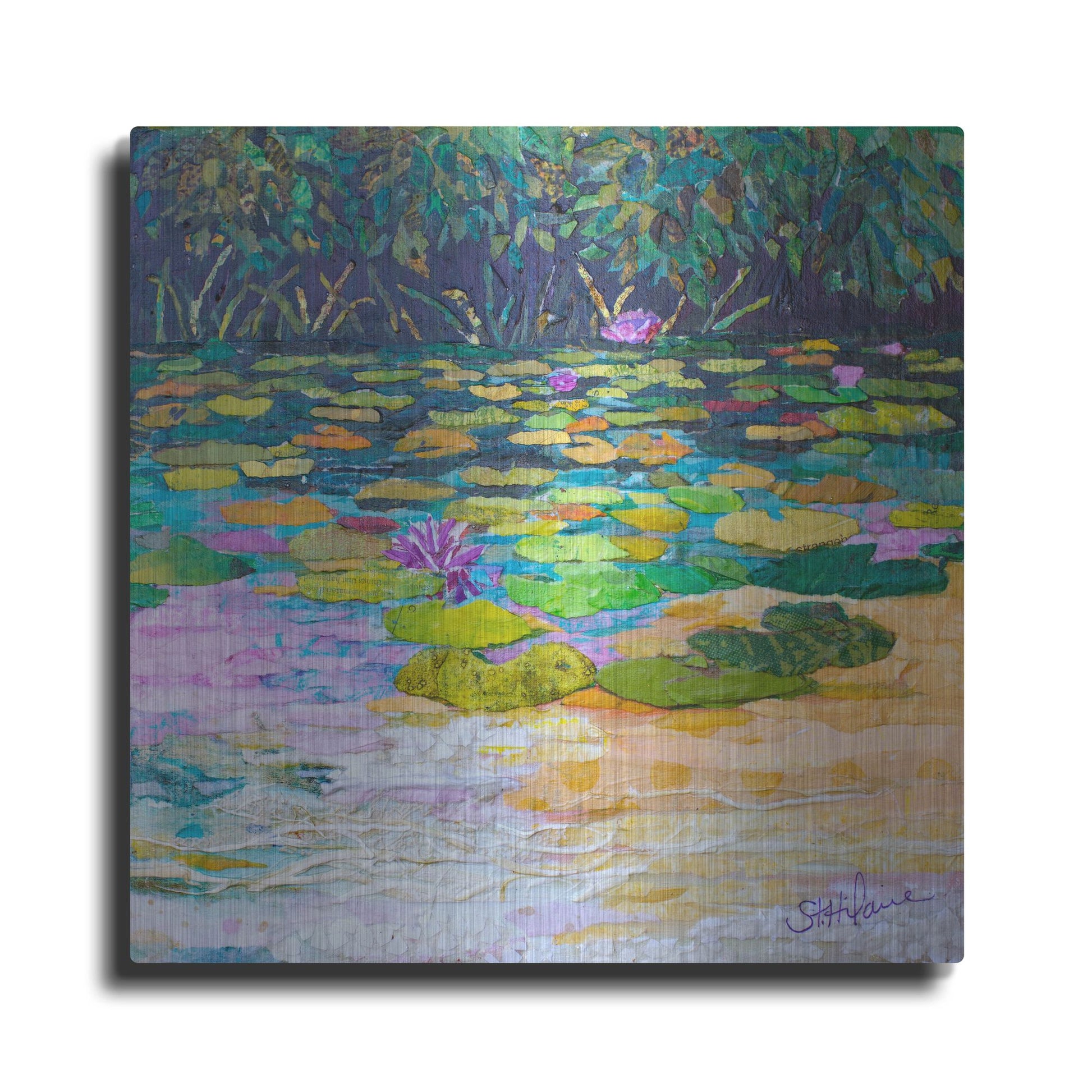 Luxe Metal Art 'Lily Pad Pond' by St. Hilaire Elizabeth, Metal Wall Art