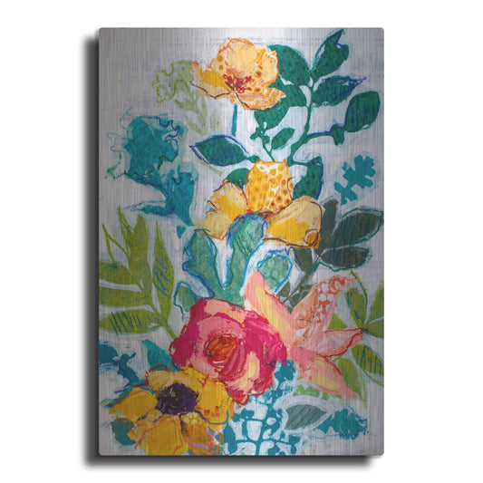 Luxe Metal Art 'My Mothers Garden B' by St. Hilaire Elizabeth, Metal Wall Art