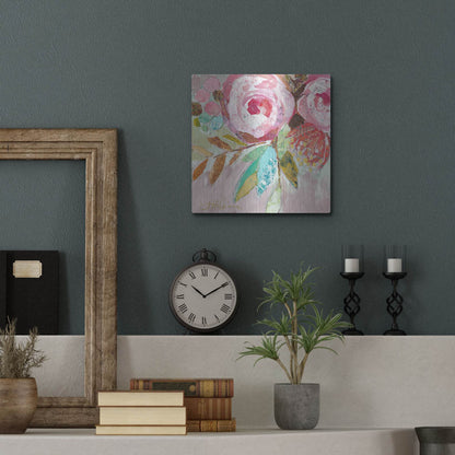 Luxe Metal Art 'Dream Floral 3' by St. Hilaire Elizabeth, Metal Wall Art,12x12