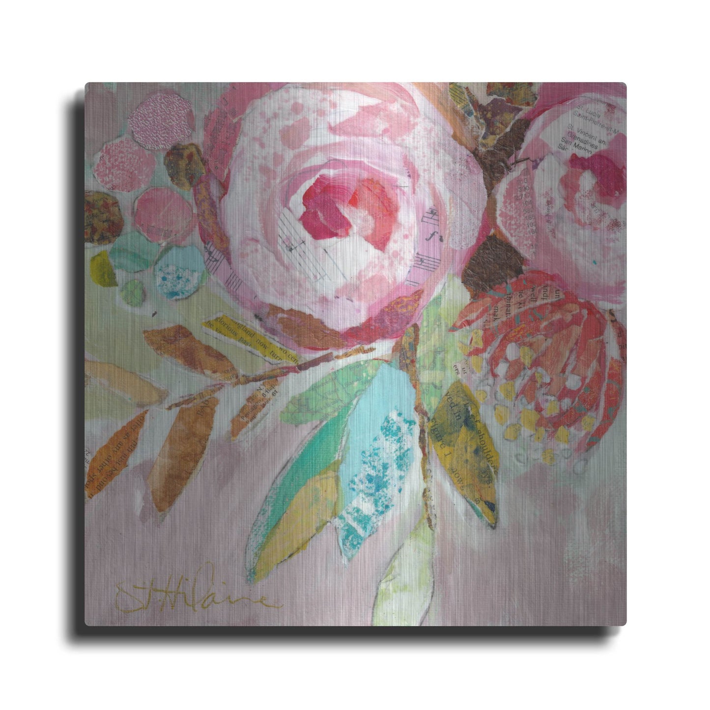 Luxe Metal Art 'Dream Floral 3' by St. Hilaire Elizabeth, Metal Wall Art