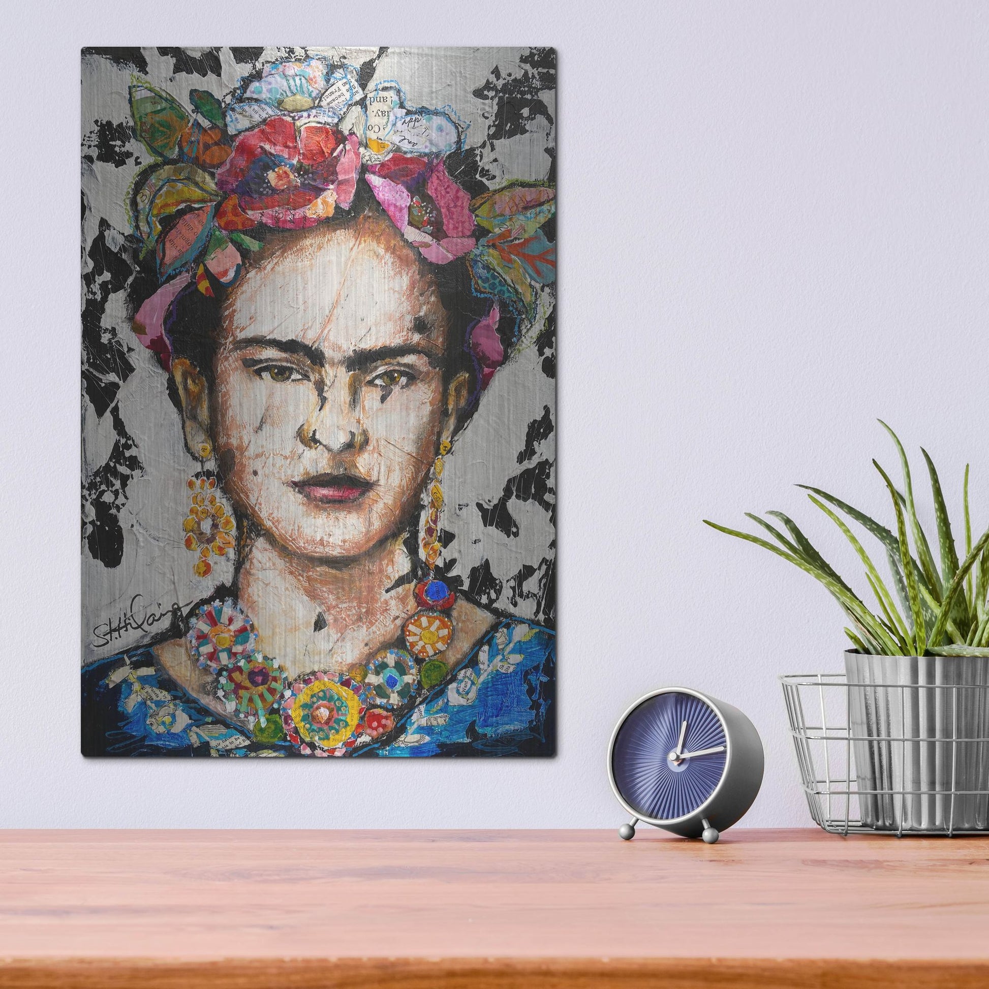 Luxe Metal Art 'Frida' by St. Hilaire Elizabeth, Metal Wall Art,12x16