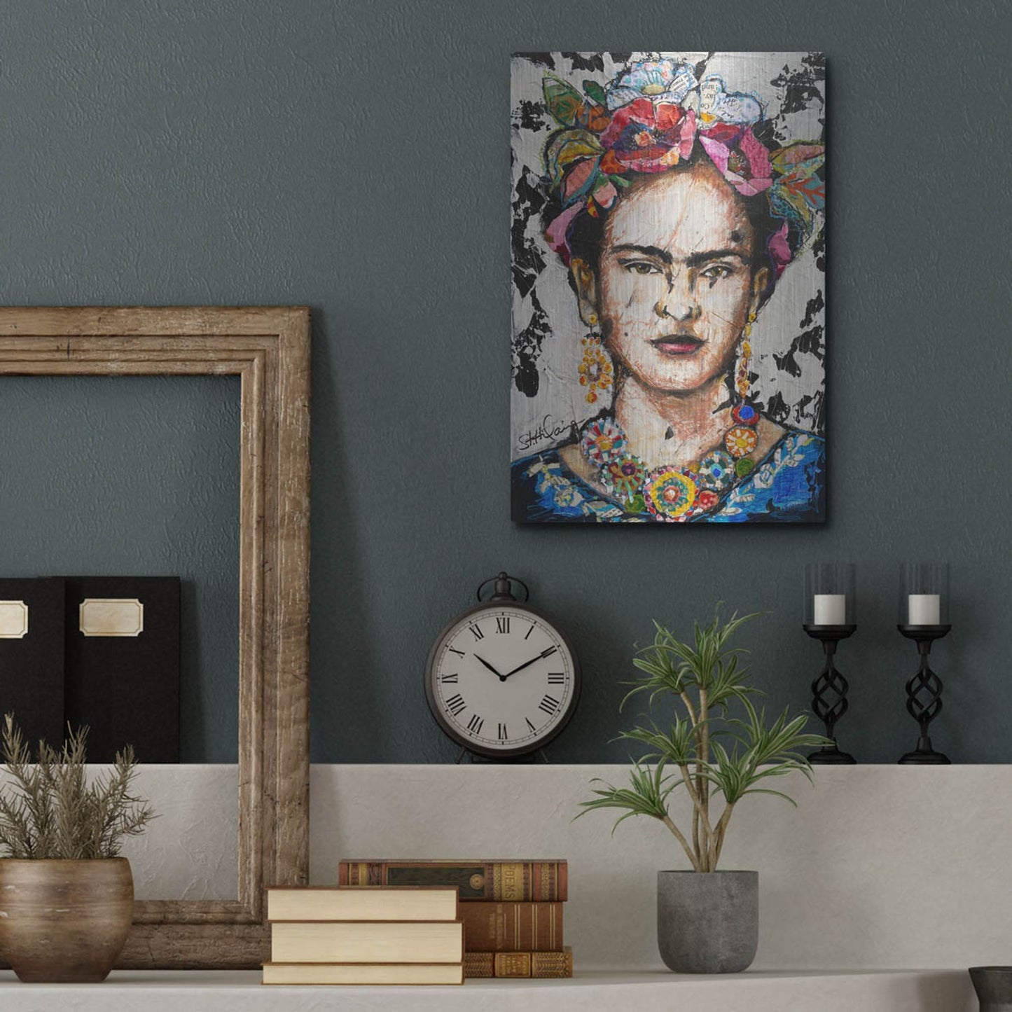 Luxe Metal Art 'Frida' by St. Hilaire Elizabeth, Metal Wall Art,12x16