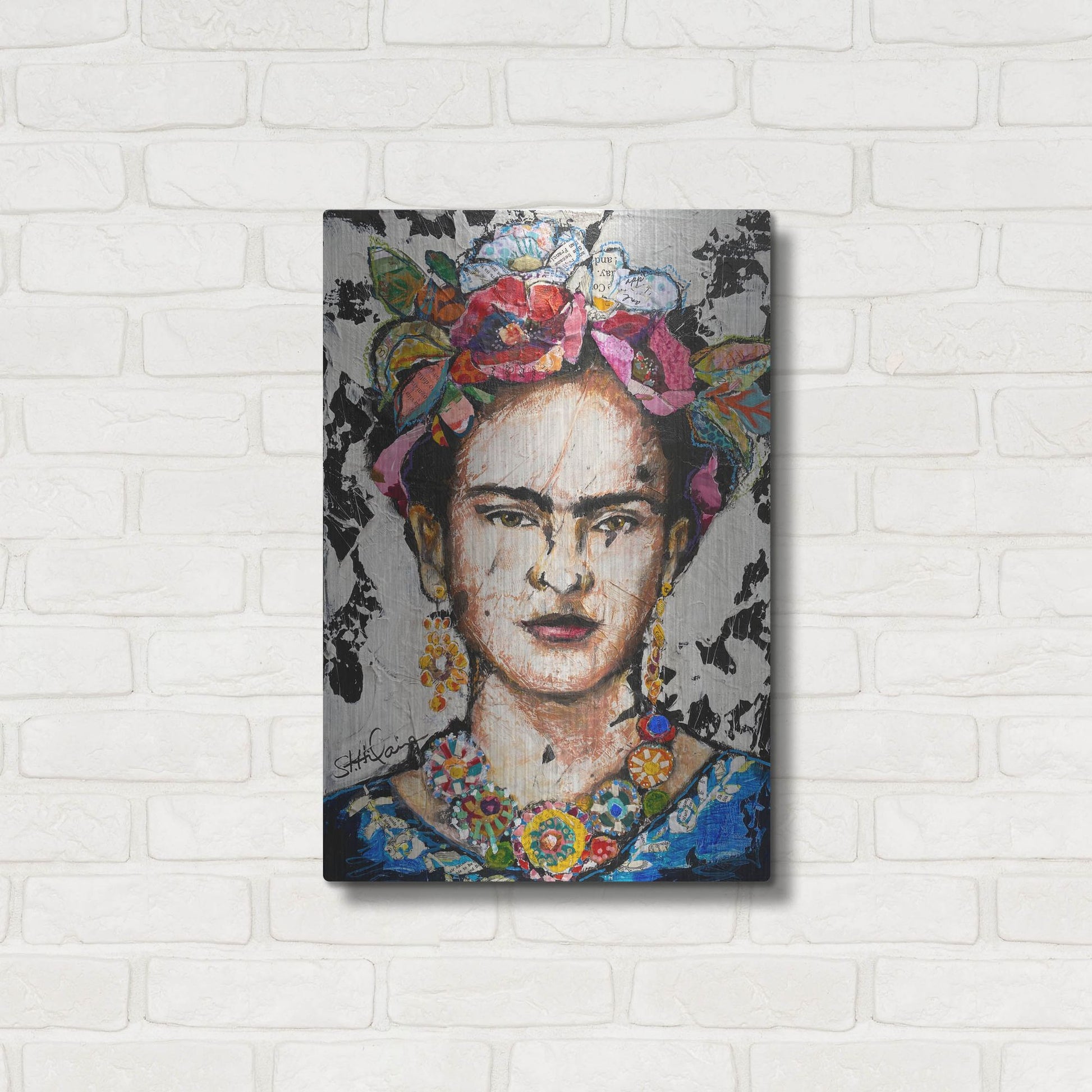 Luxe Metal Art 'Frida' by St. Hilaire Elizabeth, Metal Wall Art,16x24