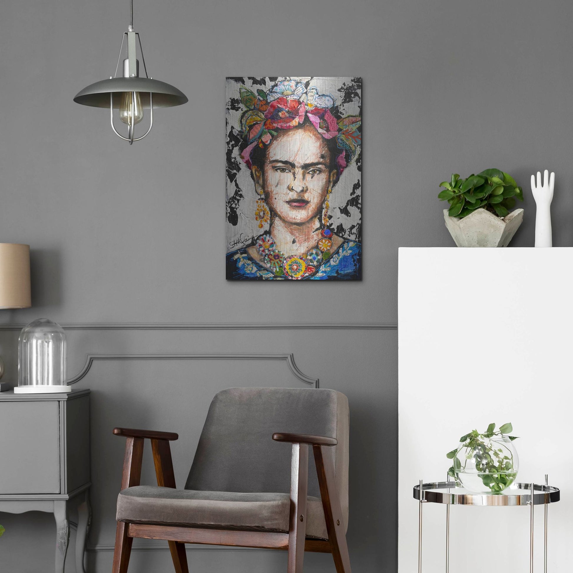 Luxe Metal Art 'Frida' by St. Hilaire Elizabeth, Metal Wall Art,16x24