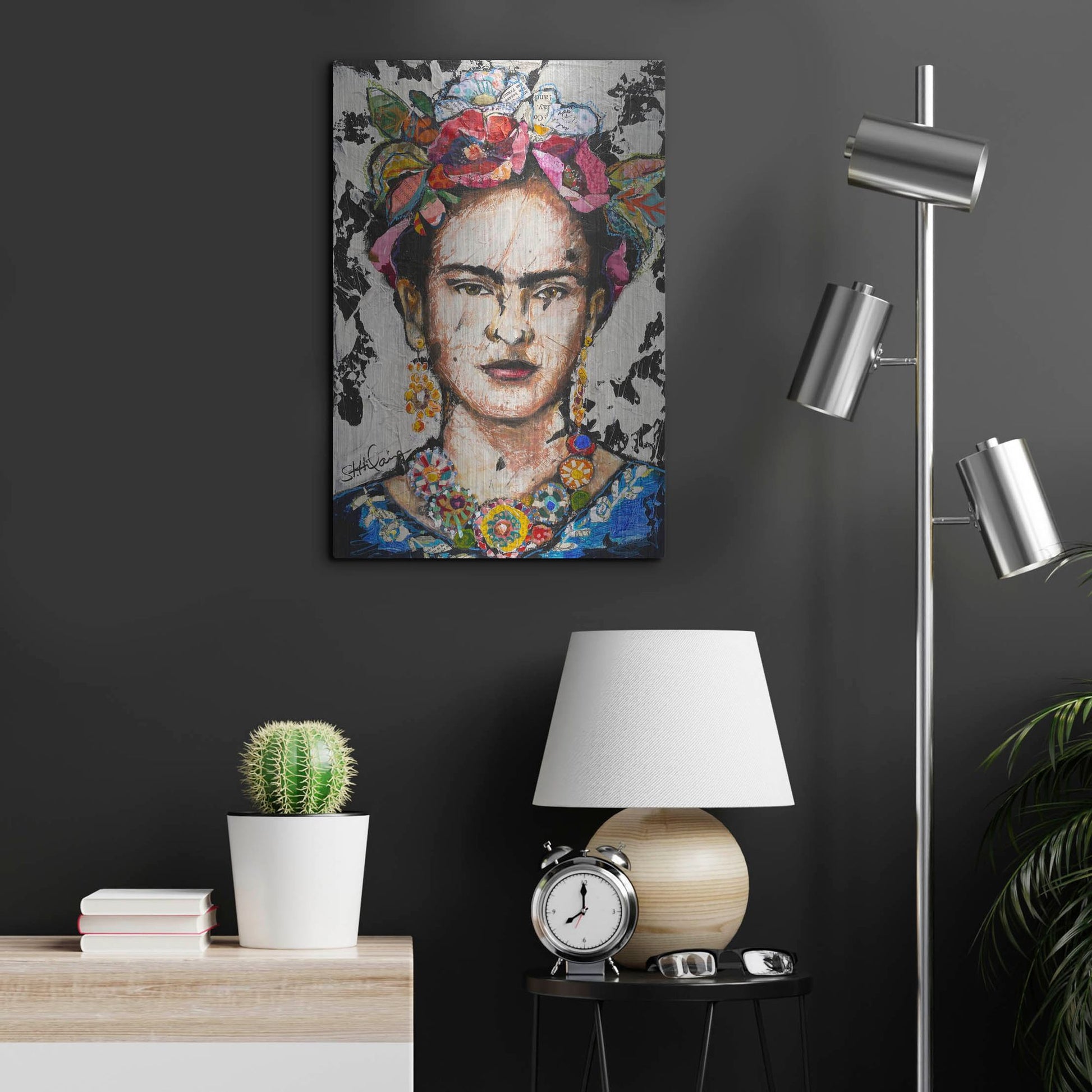 Luxe Metal Art 'Frida' by St. Hilaire Elizabeth, Metal Wall Art,16x24