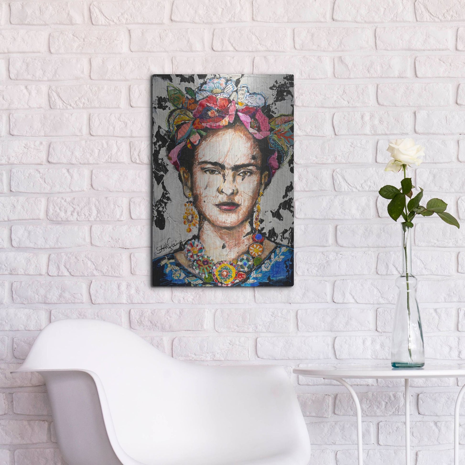 Luxe Metal Art 'Frida' by St. Hilaire Elizabeth, Metal Wall Art,16x24