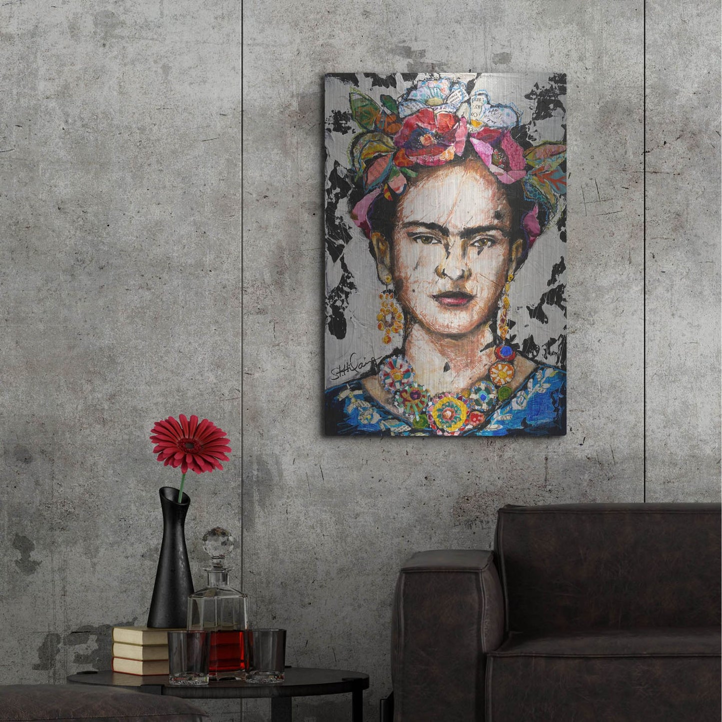 Luxe Metal Art 'Frida' by St. Hilaire Elizabeth, Metal Wall Art,24x36