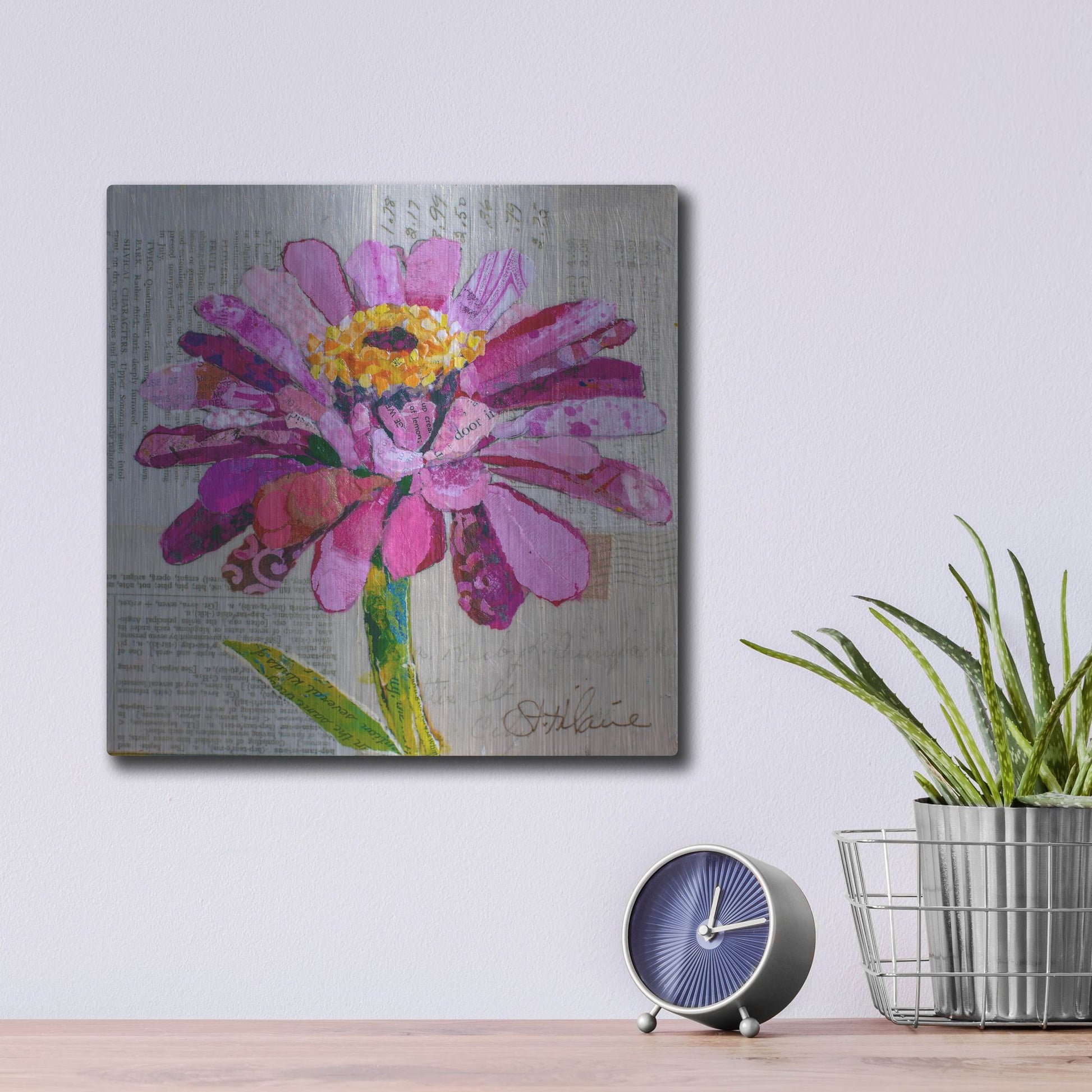 Luxe Metal Art 'Z is for Zinnia' by St. Hilaire Elizabeth, Metal Wall Art,12x12