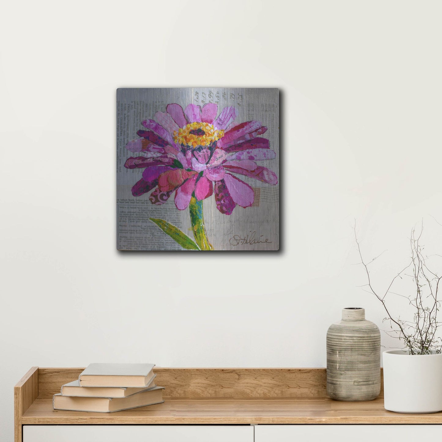 Luxe Metal Art 'Z is for Zinnia' by St. Hilaire Elizabeth, Metal Wall Art,12x12