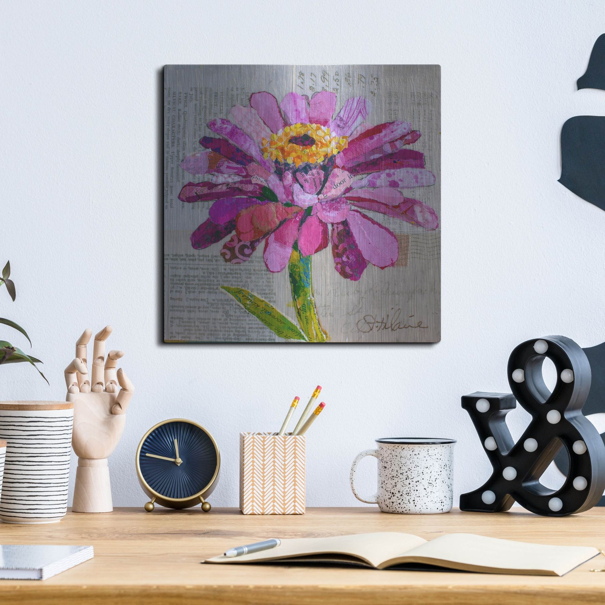 Luxe Metal Art 'Z is for Zinnia' by St. Hilaire Elizabeth, Metal Wall Art,12x12