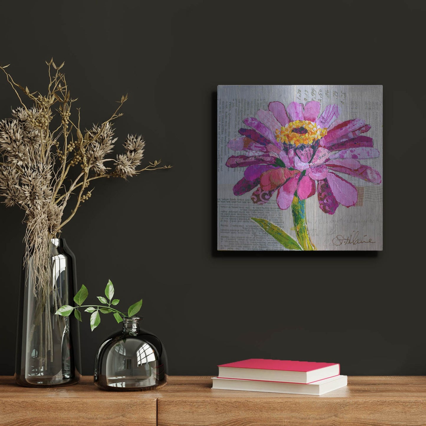 Luxe Metal Art 'Z is for Zinnia' by St. Hilaire Elizabeth, Metal Wall Art,12x12