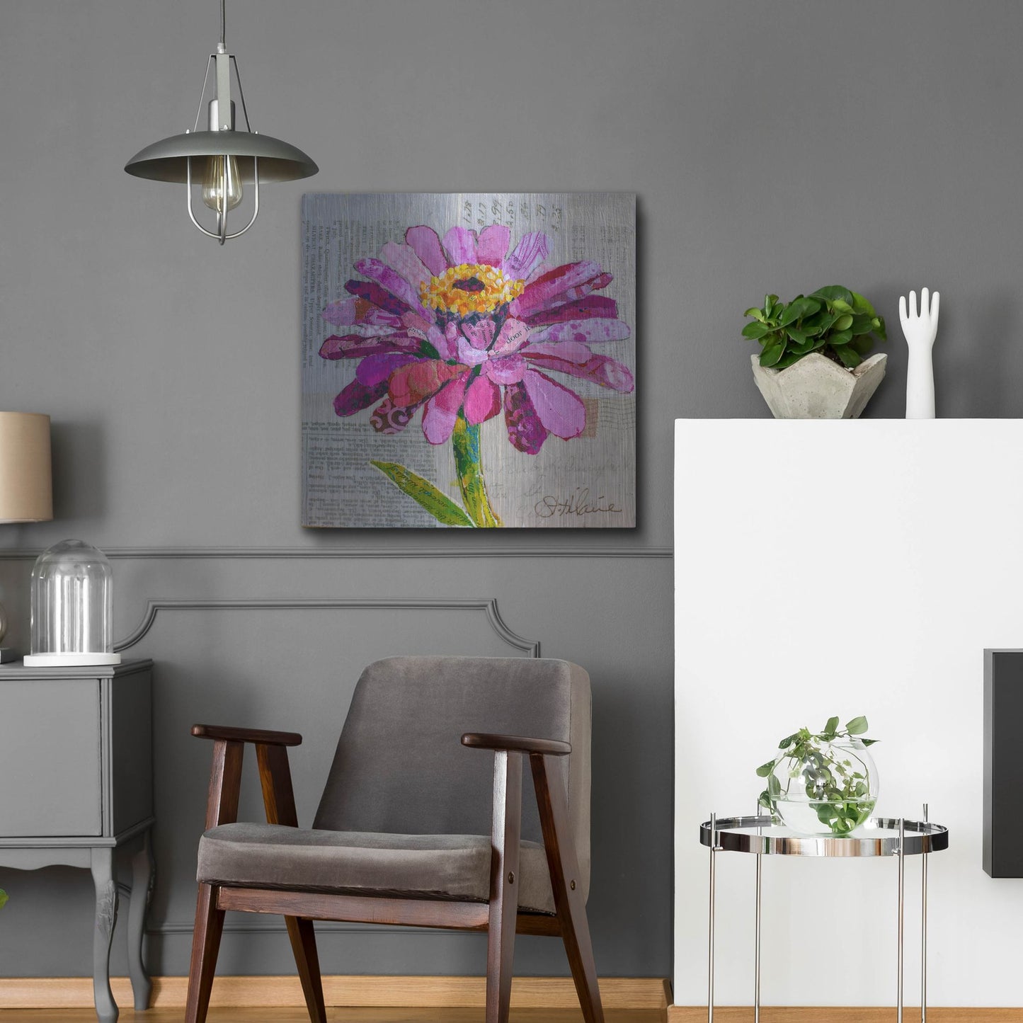 Luxe Metal Art 'Z is for Zinnia' by St. Hilaire Elizabeth, Metal Wall Art,24x24