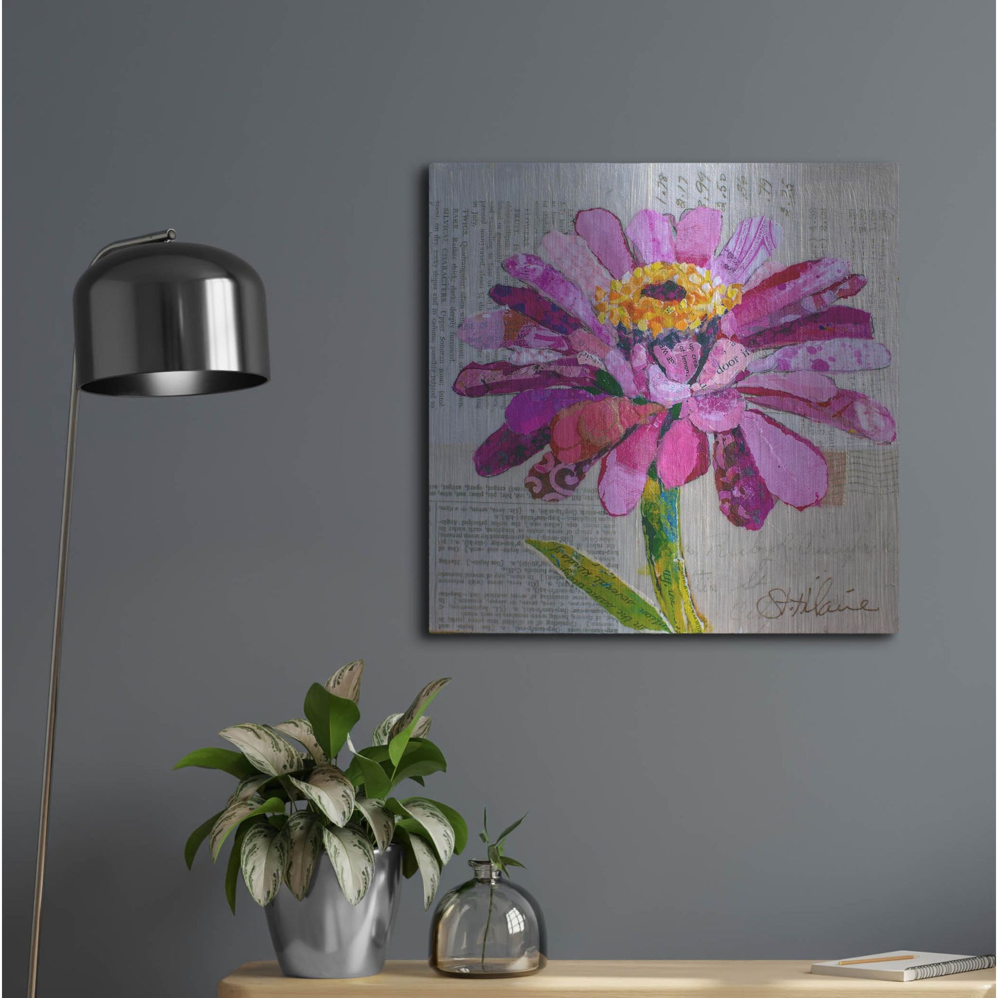 Luxe Metal Art 'Z is for Zinnia' by St. Hilaire Elizabeth, Metal Wall Art,24x24