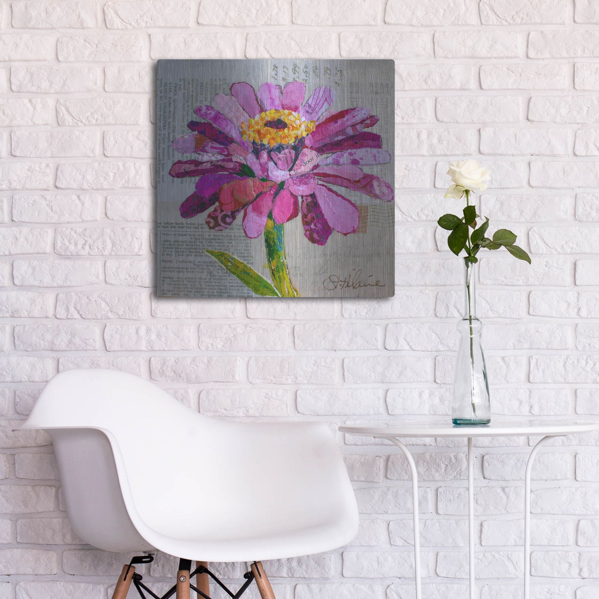 Luxe Metal Art 'Z is for Zinnia' by St. Hilaire Elizabeth, Metal Wall Art,24x24