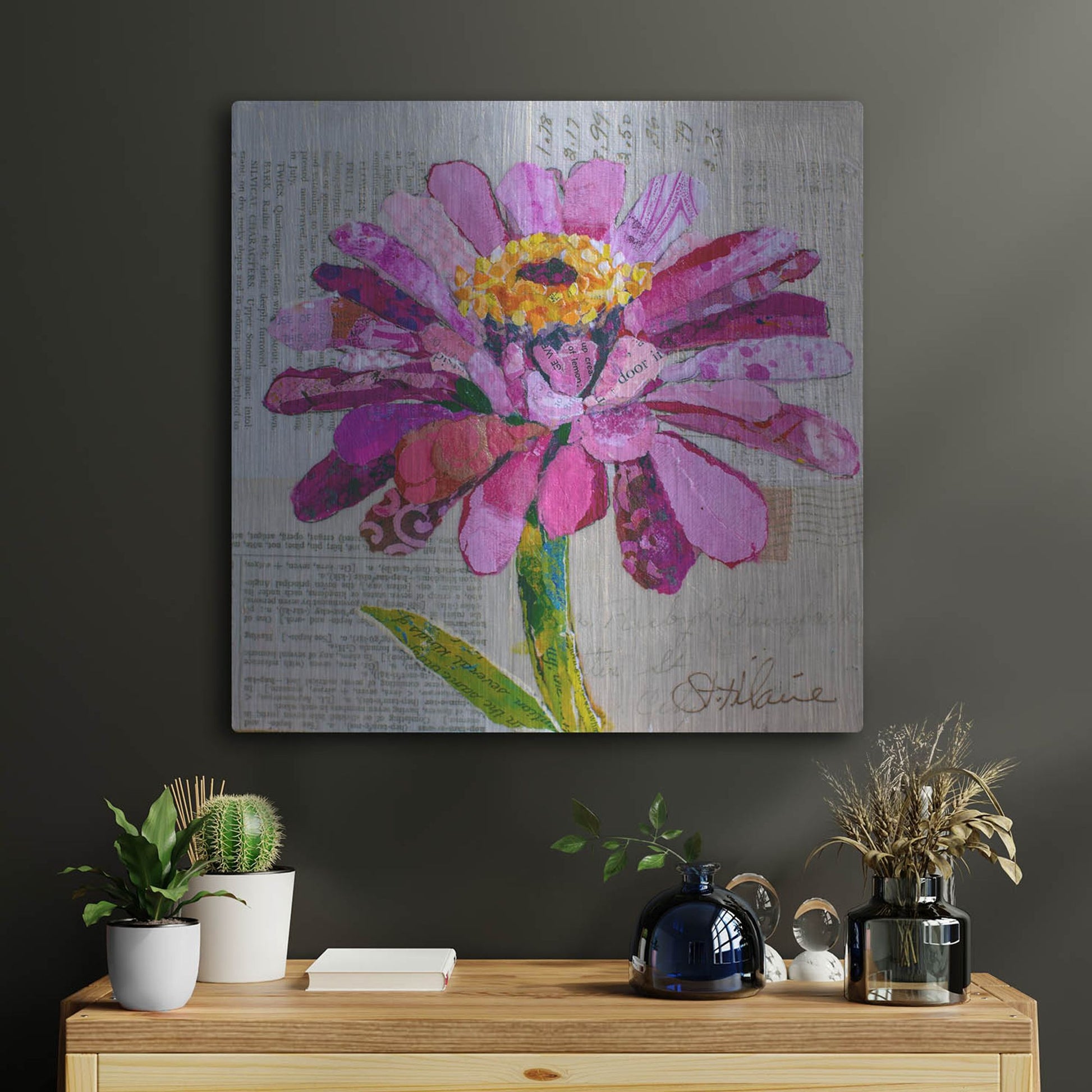 Luxe Metal Art 'Z is for Zinnia' by St. Hilaire Elizabeth, Metal Wall Art,24x24