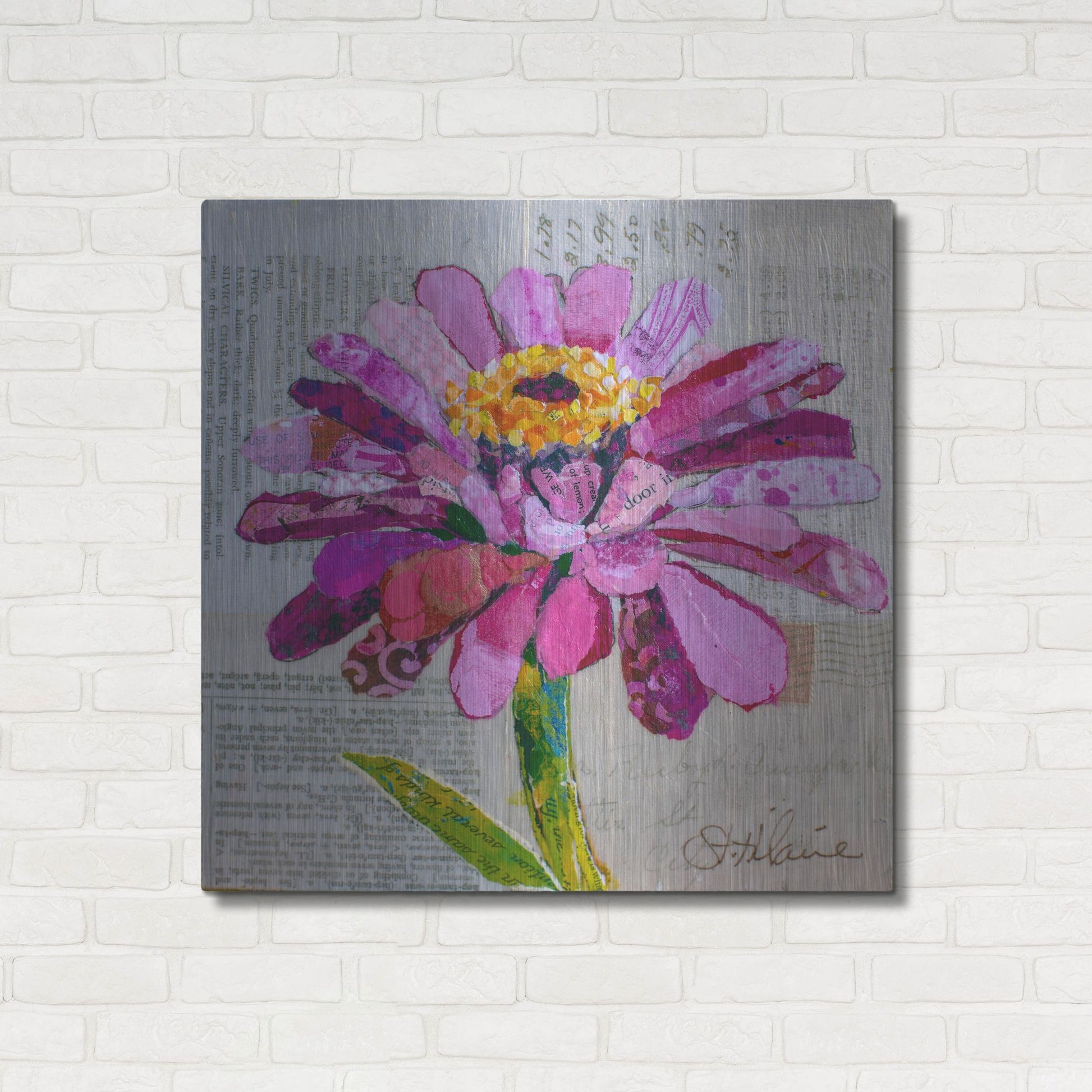 Luxe Metal Art 'Z is for Zinnia' by St. Hilaire Elizabeth, Metal Wall Art,36x36