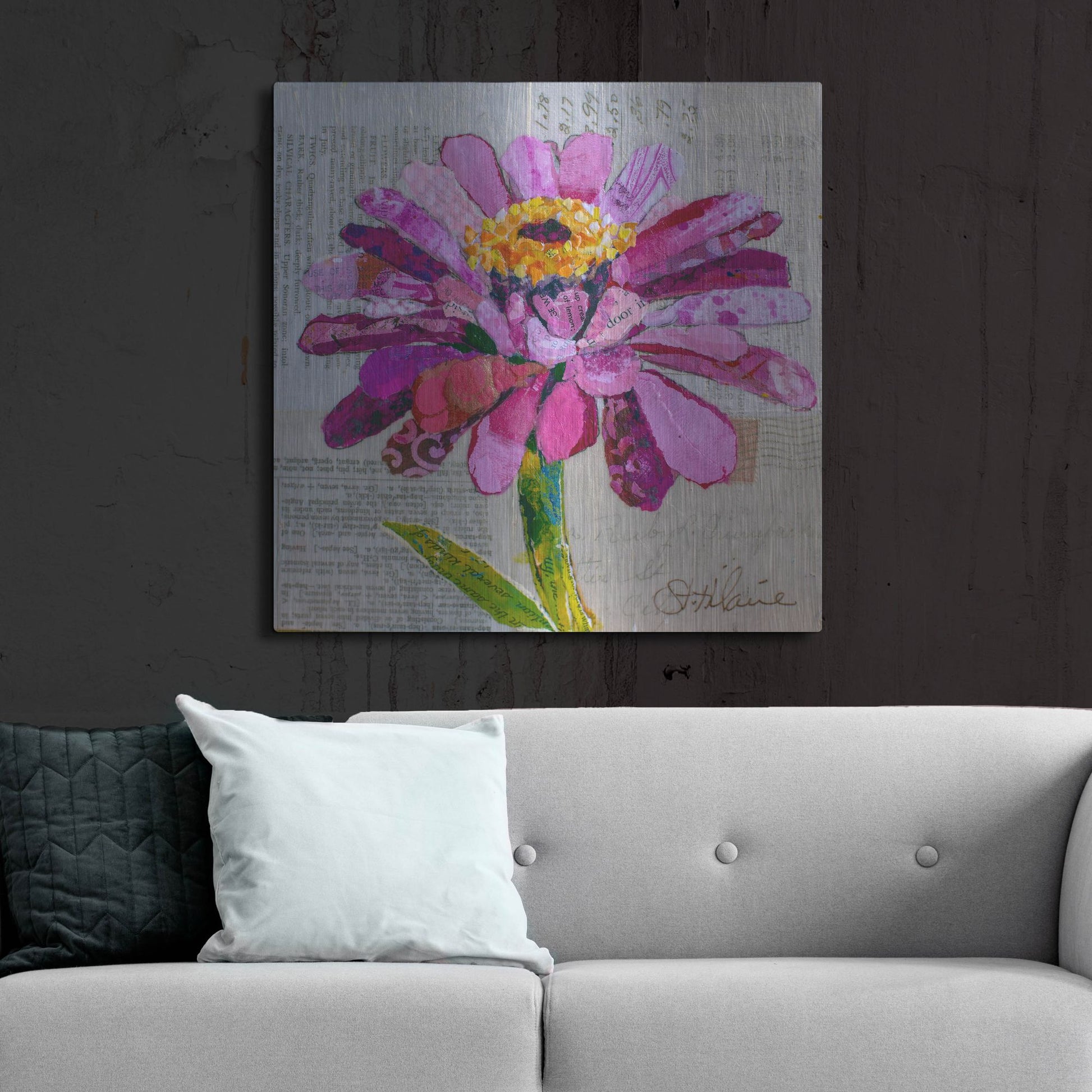 Luxe Metal Art 'Z is for Zinnia' by St. Hilaire Elizabeth, Metal Wall Art,36x36