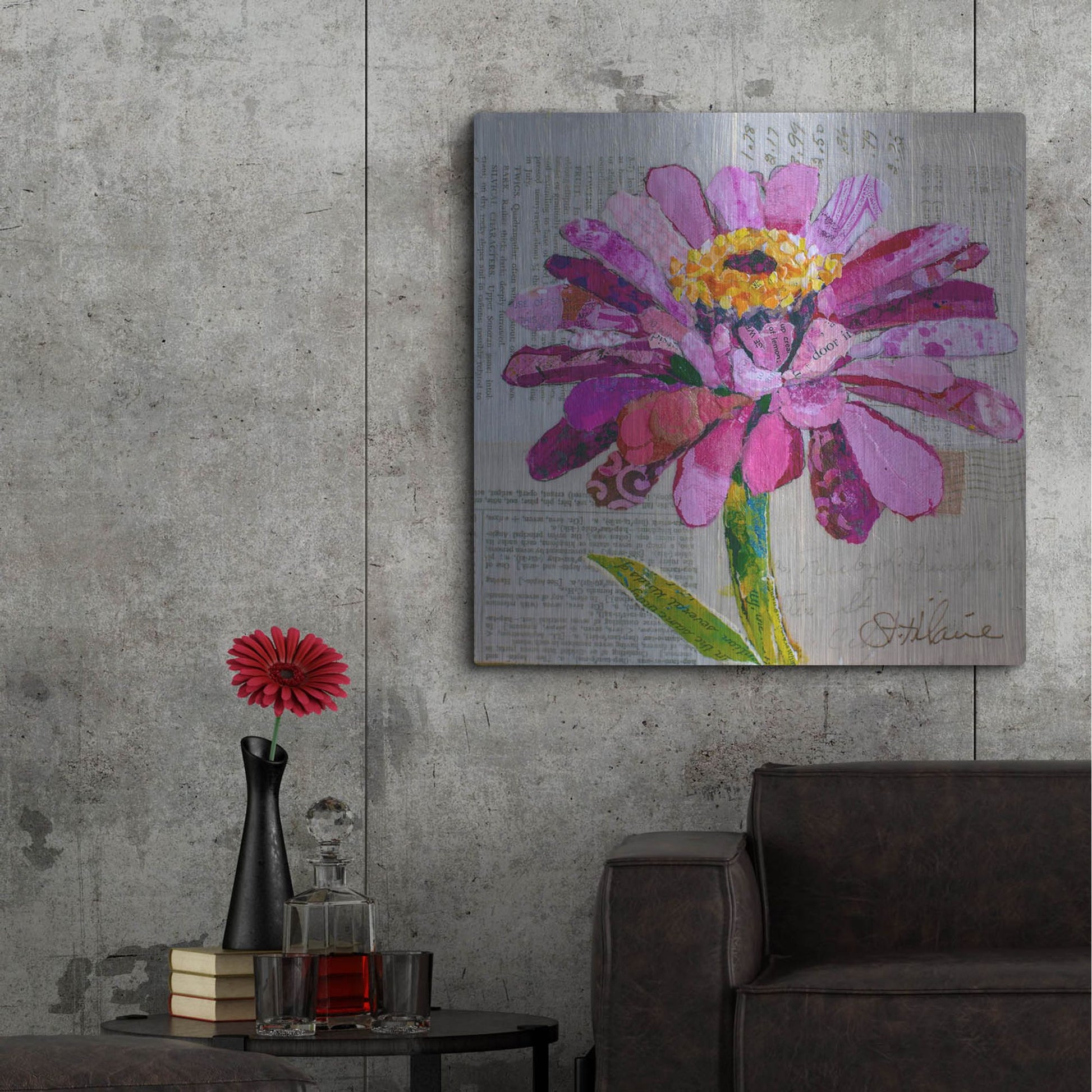 Luxe Metal Art 'Z is for Zinnia' by St. Hilaire Elizabeth, Metal Wall Art,36x36