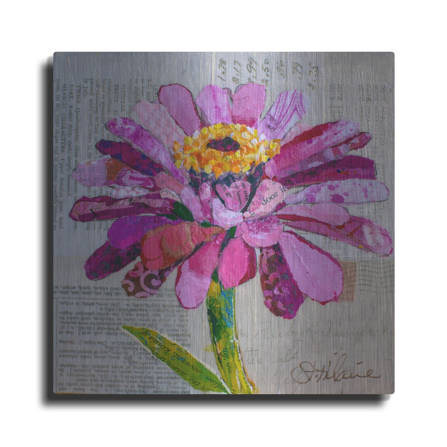 Luxe Metal Art 'Z is for Zinnia' by St. Hilaire Elizabeth, Metal Wall Art