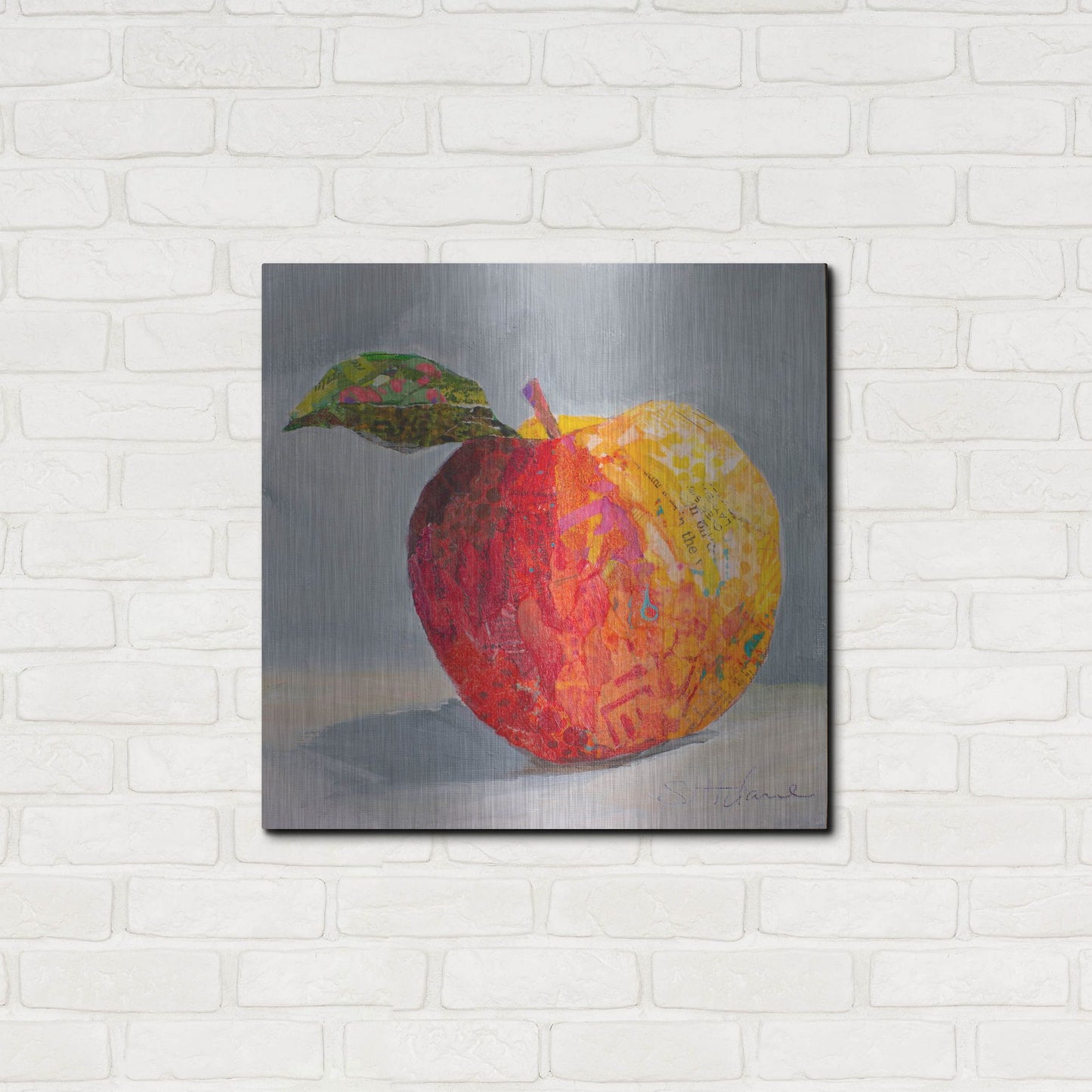 Luxe Metal Art 'A is for Apple' by St. Hilaire Elizabeth, Metal Wall Art,24x24