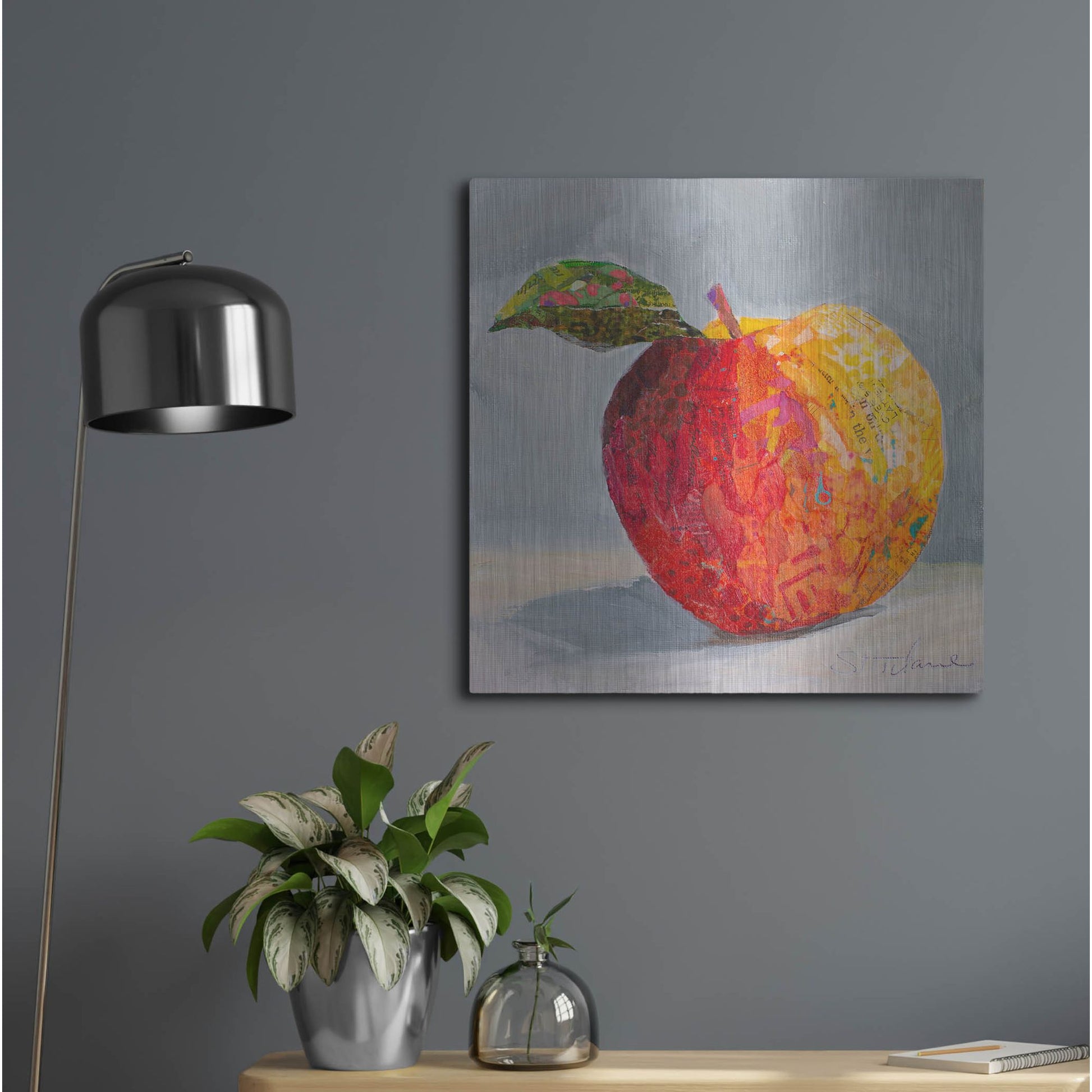 Luxe Metal Art 'A is for Apple' by St. Hilaire Elizabeth, Metal Wall Art,24x24