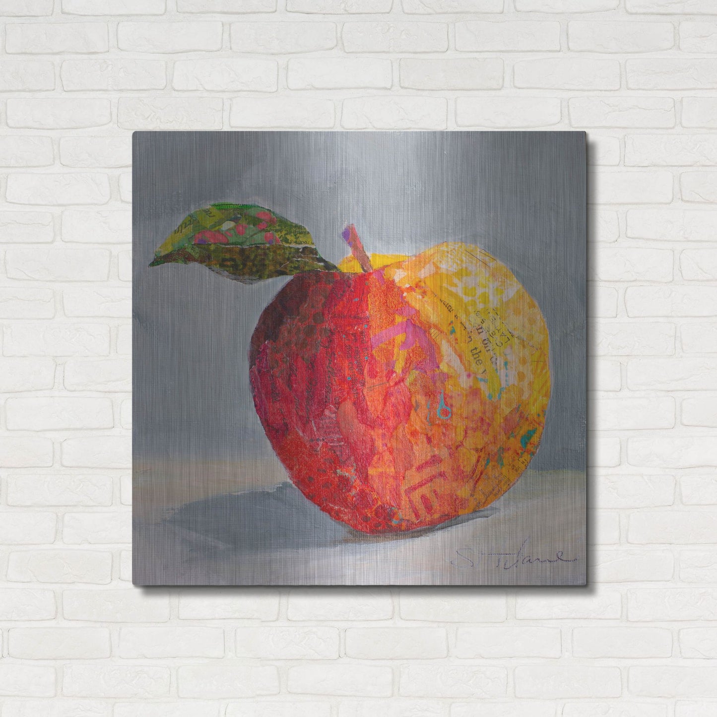 Luxe Metal Art 'A is for Apple' by St. Hilaire Elizabeth, Metal Wall Art,36x36