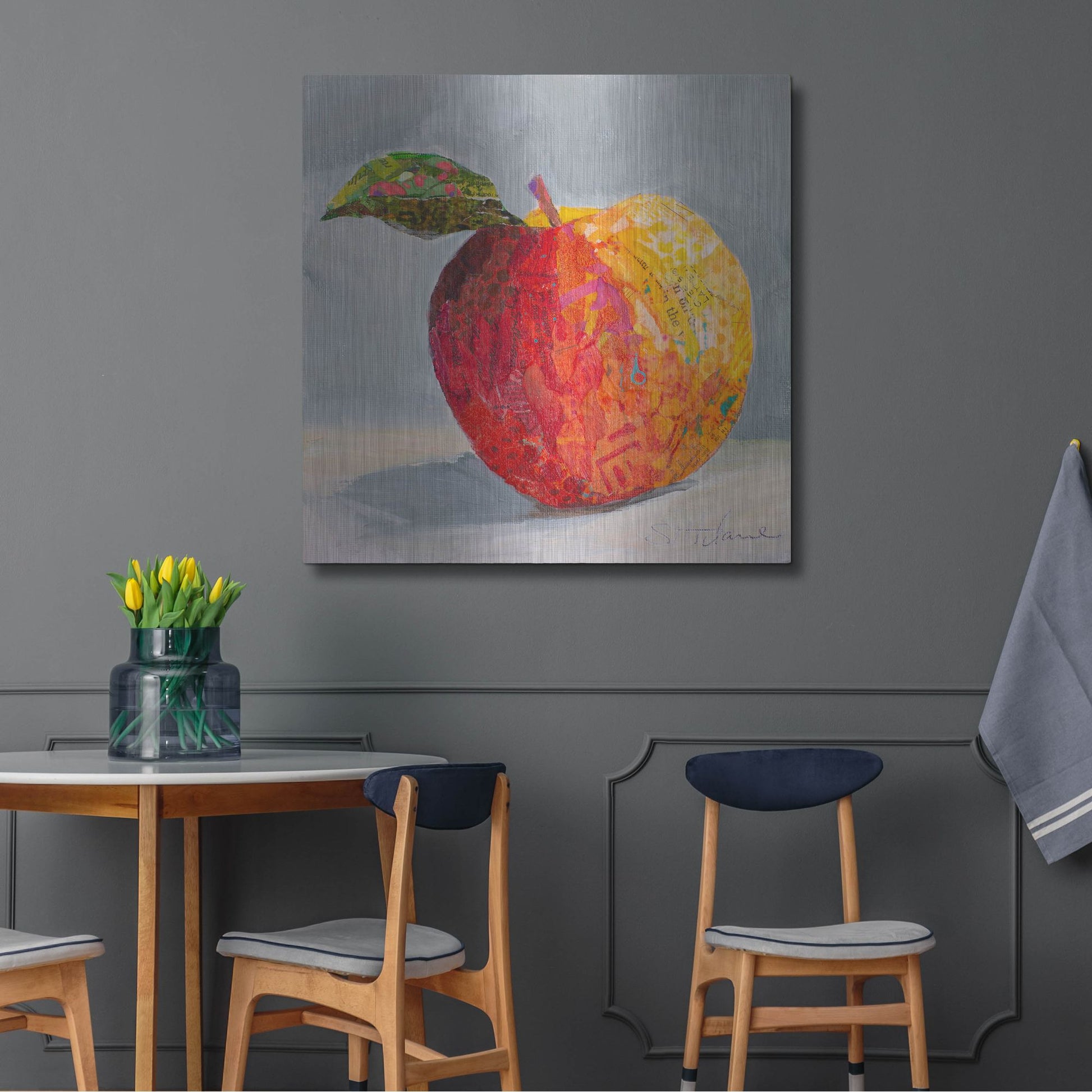 Luxe Metal Art 'A is for Apple' by St. Hilaire Elizabeth, Metal Wall Art,36x36