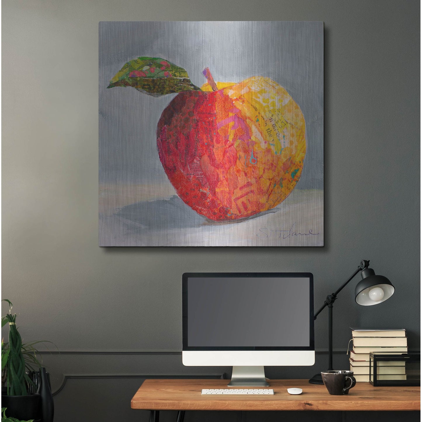 Luxe Metal Art 'A is for Apple' by St. Hilaire Elizabeth, Metal Wall Art,36x36