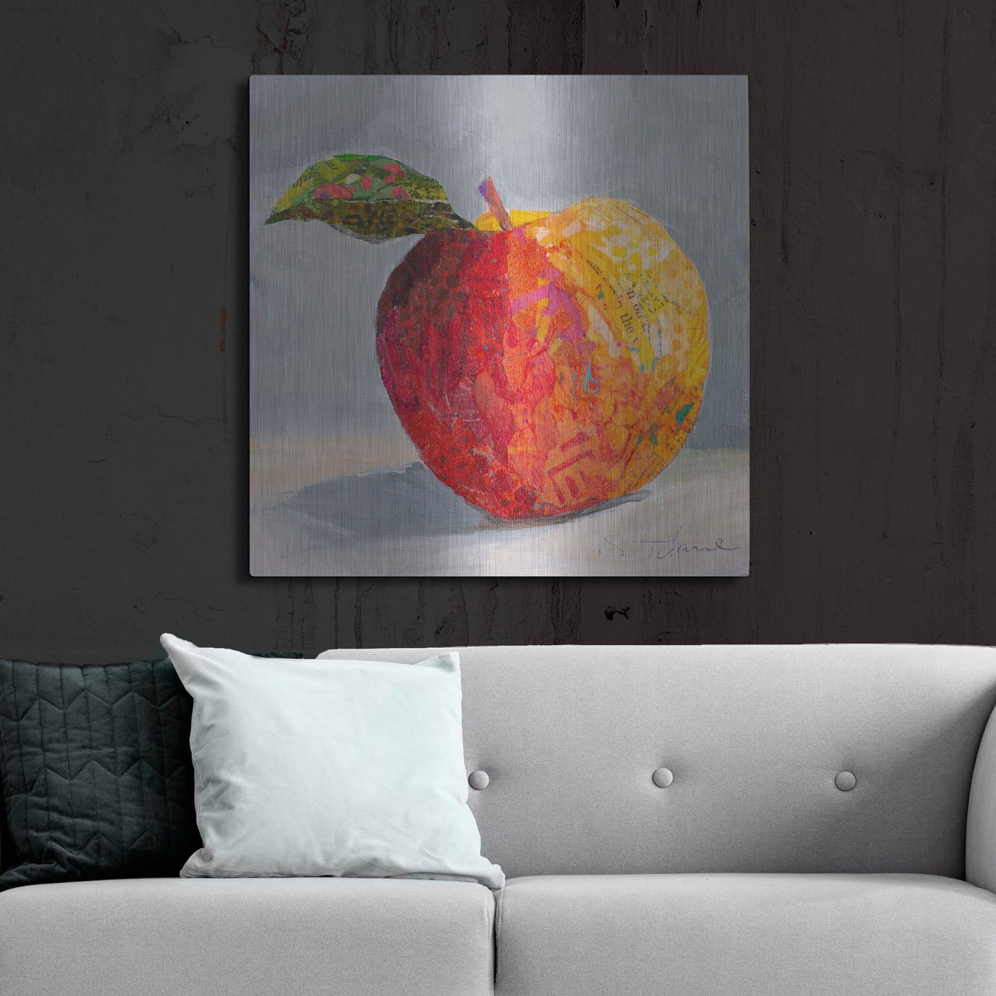 Luxe Metal Art 'A is for Apple' by St. Hilaire Elizabeth, Metal Wall Art,36x36