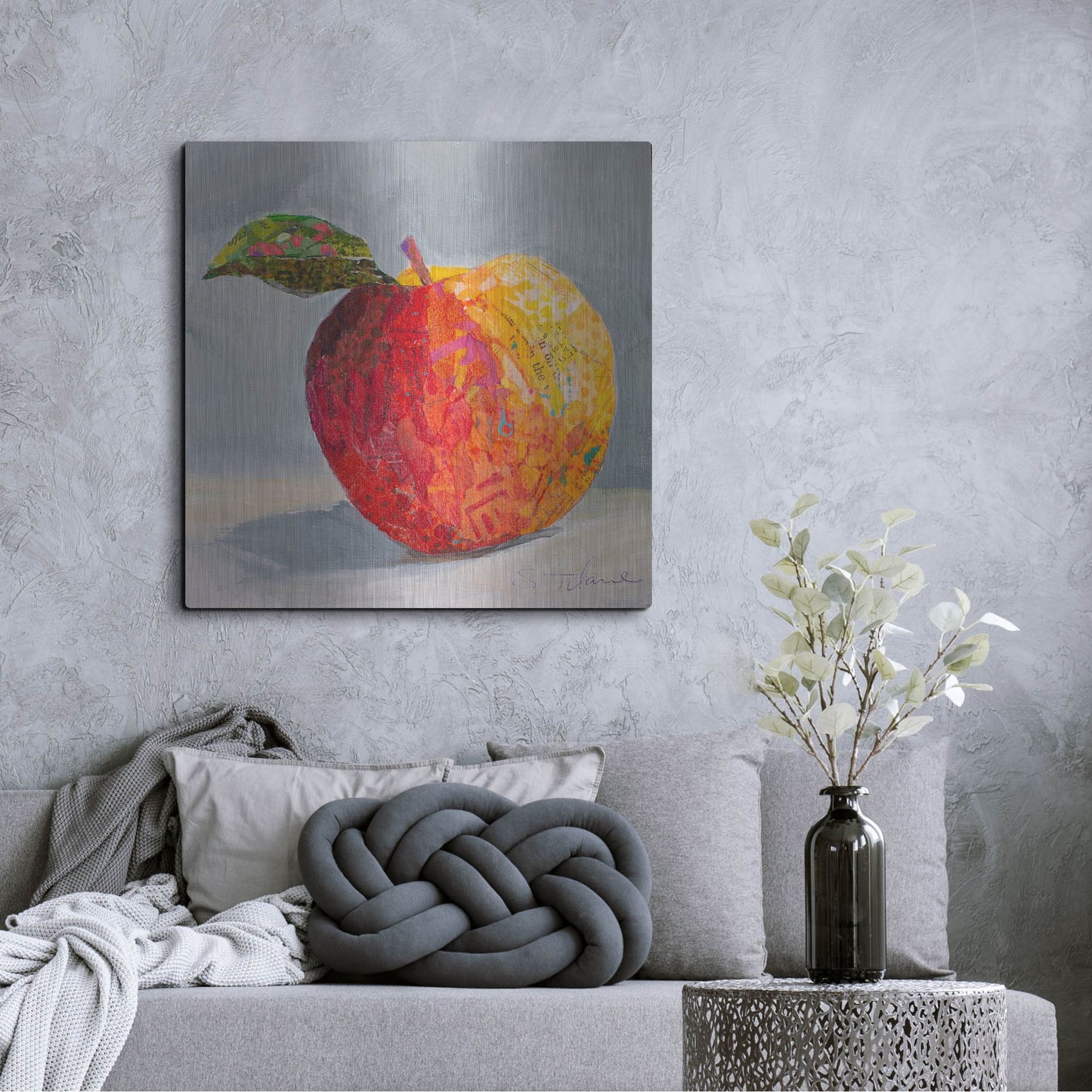 Luxe Metal Art 'A is for Apple' by St. Hilaire Elizabeth, Metal Wall Art,36x36