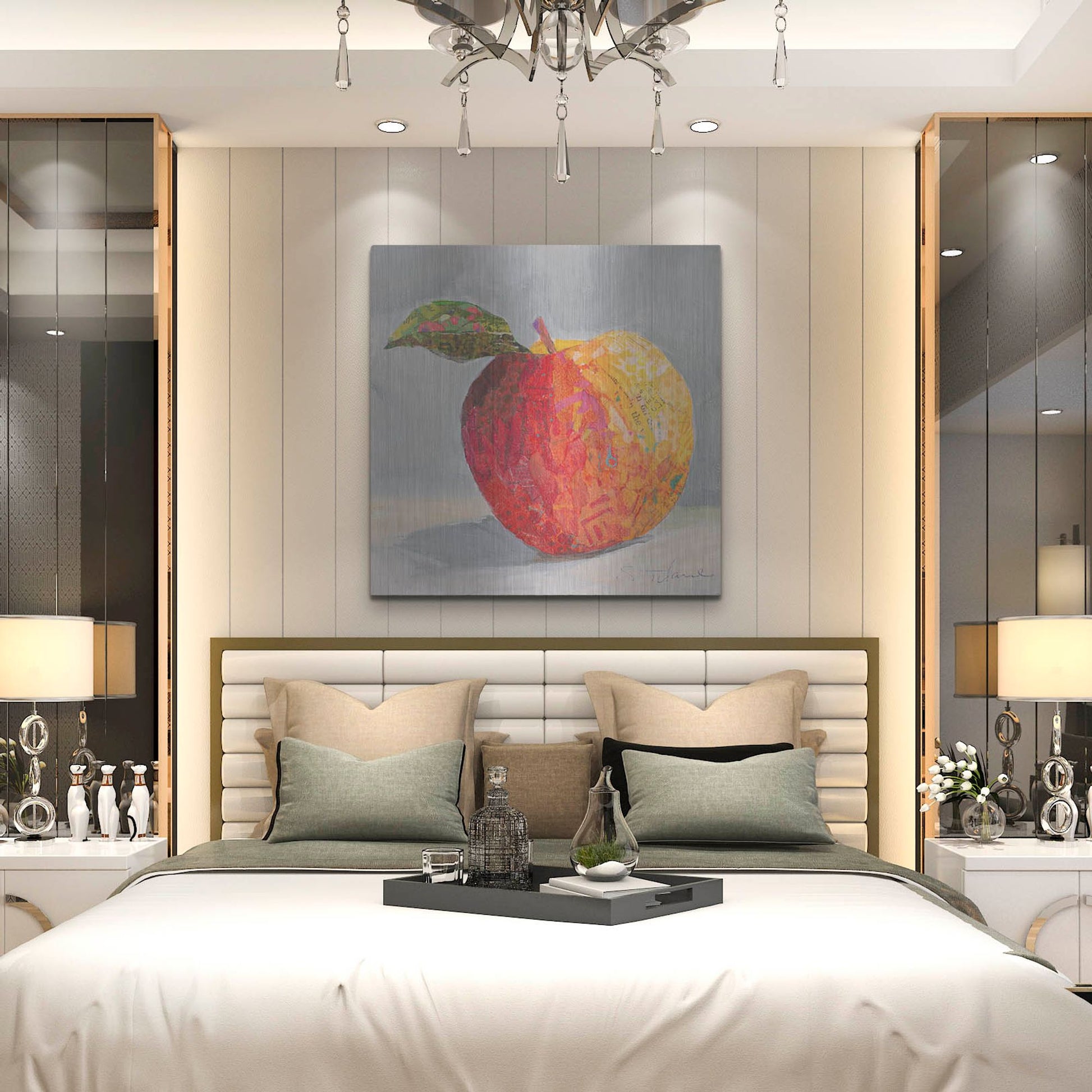 Luxe Metal Art 'A is for Apple' by St. Hilaire Elizabeth, Metal Wall Art,36x36