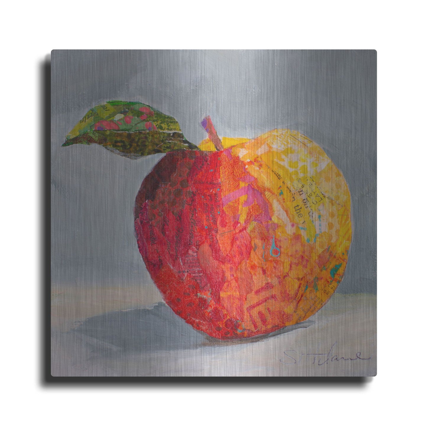 Luxe Metal Art 'A is for Apple' by St. Hilaire Elizabeth, Metal Wall Art