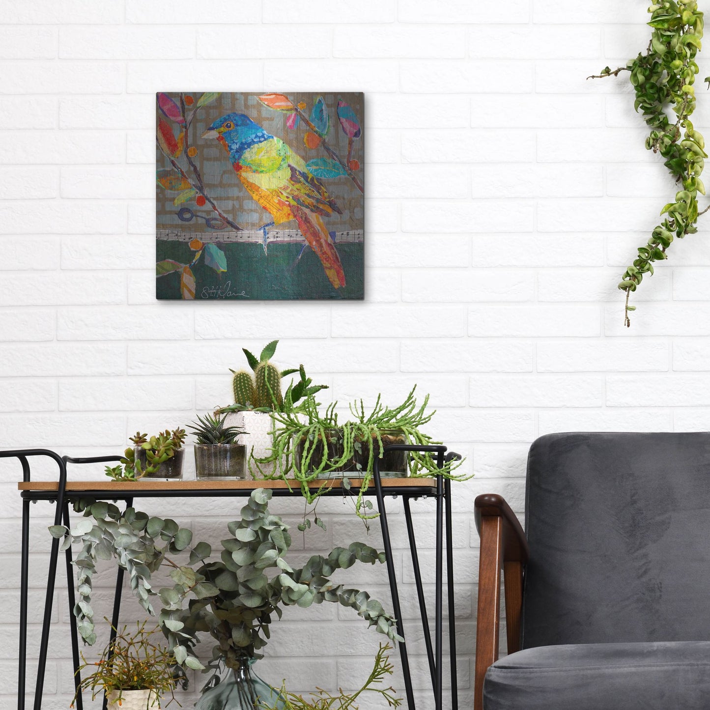 Luxe Metal Art 'Bunting Blue' by St. Hilaire Elizabeth, Metal Wall Art,12x12