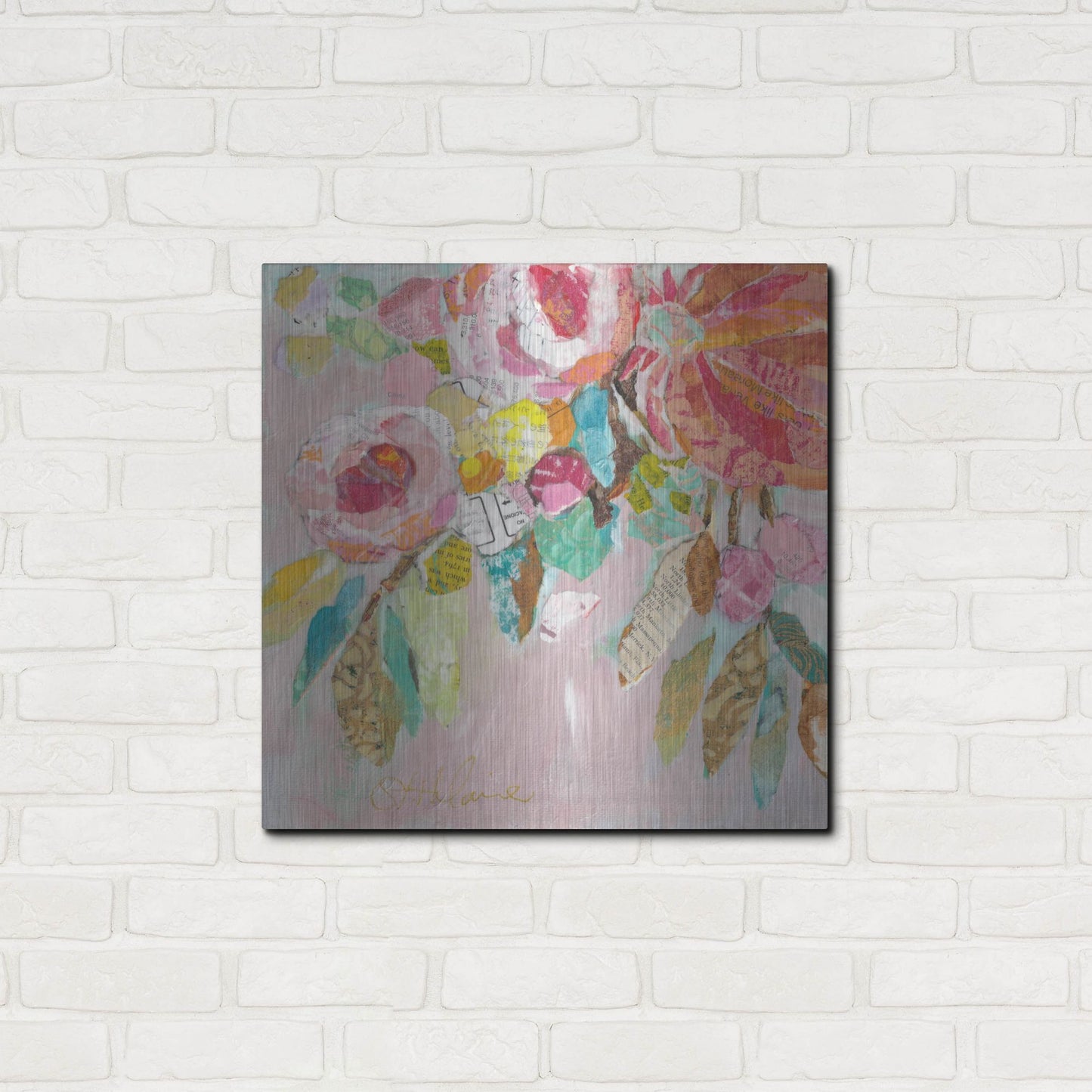 Luxe Metal Art 'Dream Floral 1' by St. Hilaire Elizabeth, Metal Wall Art,24x24