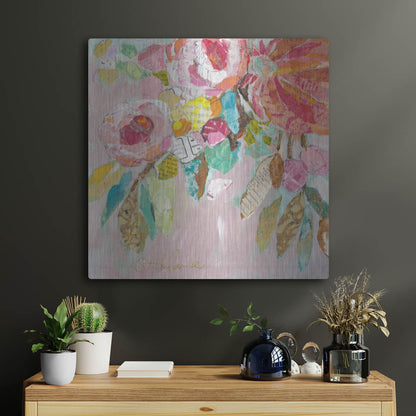 Luxe Metal Art 'Dream Floral 1' by St. Hilaire Elizabeth, Metal Wall Art,24x24