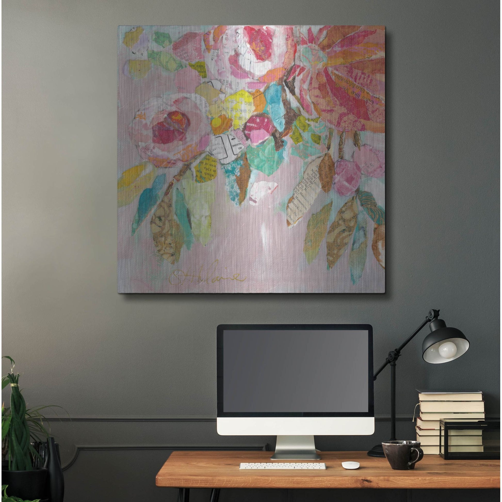 Luxe Metal Art 'Dream Floral 1' by St. Hilaire Elizabeth, Metal Wall Art,36x36