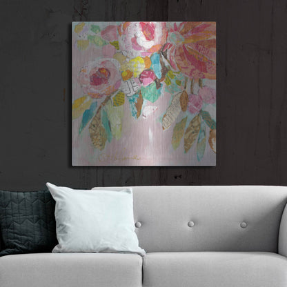 Luxe Metal Art 'Dream Floral 1' by St. Hilaire Elizabeth, Metal Wall Art,36x36