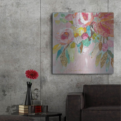 Luxe Metal Art 'Dream Floral 1' by St. Hilaire Elizabeth, Metal Wall Art,36x36