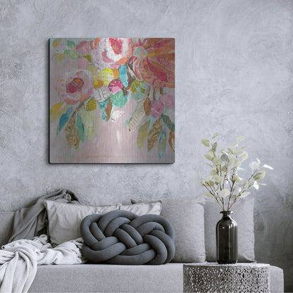 Luxe Metal Art 'Dream Floral 1' by St. Hilaire Elizabeth, Metal Wall Art,36x36