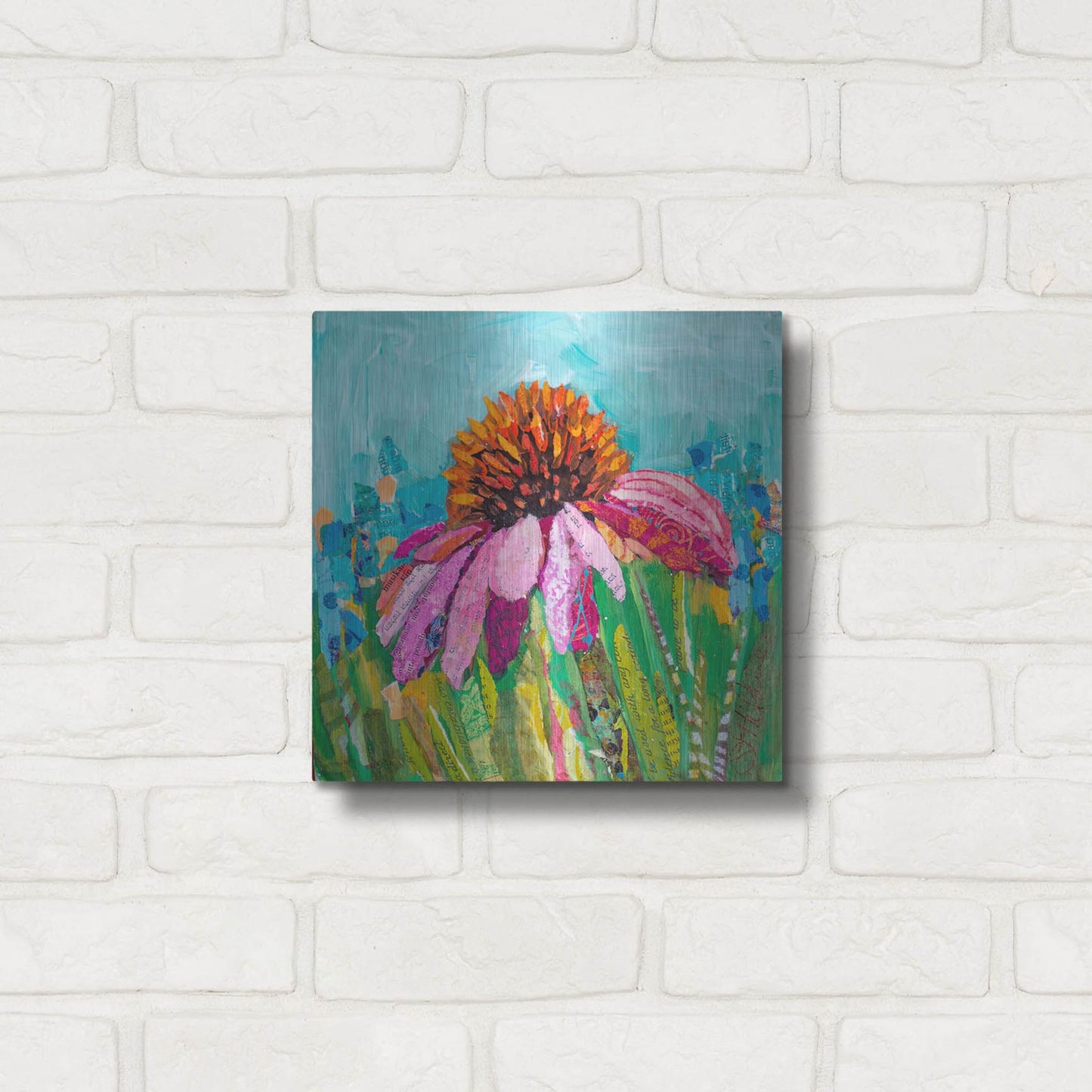 Luxe Metal Art 'Coneflower' by St. Hilaire Elizabeth, Metal Wall Art,12x12