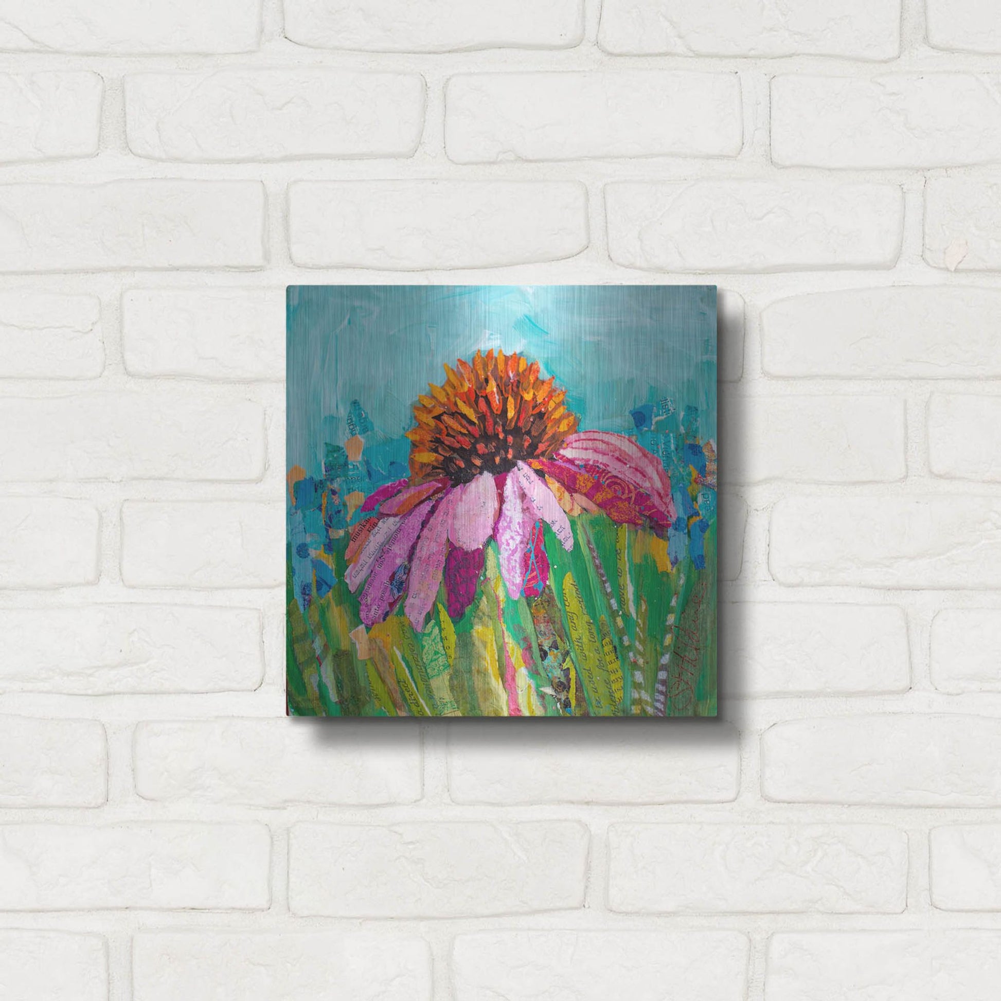 Luxe Metal Art 'Coneflower' by St. Hilaire Elizabeth, Metal Wall Art,12x12