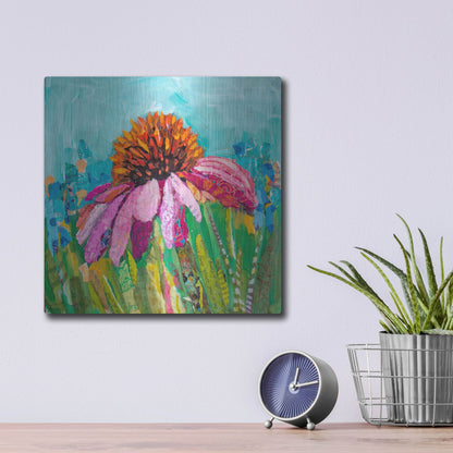 Luxe Metal Art 'Coneflower' by St. Hilaire Elizabeth, Metal Wall Art,12x12